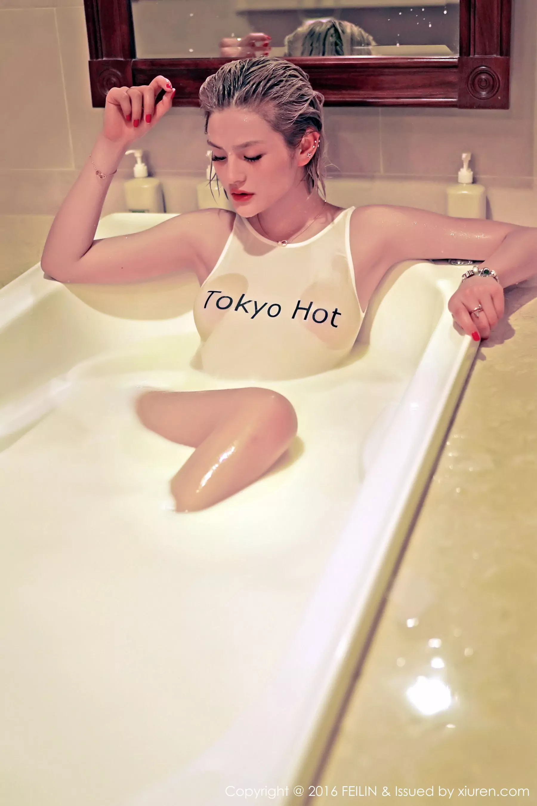 图片[5]-史雯Swan《Tokyo Hot湿身+蕾丝内衣》 嗲囡囡 Vol.037-COS写真在线网