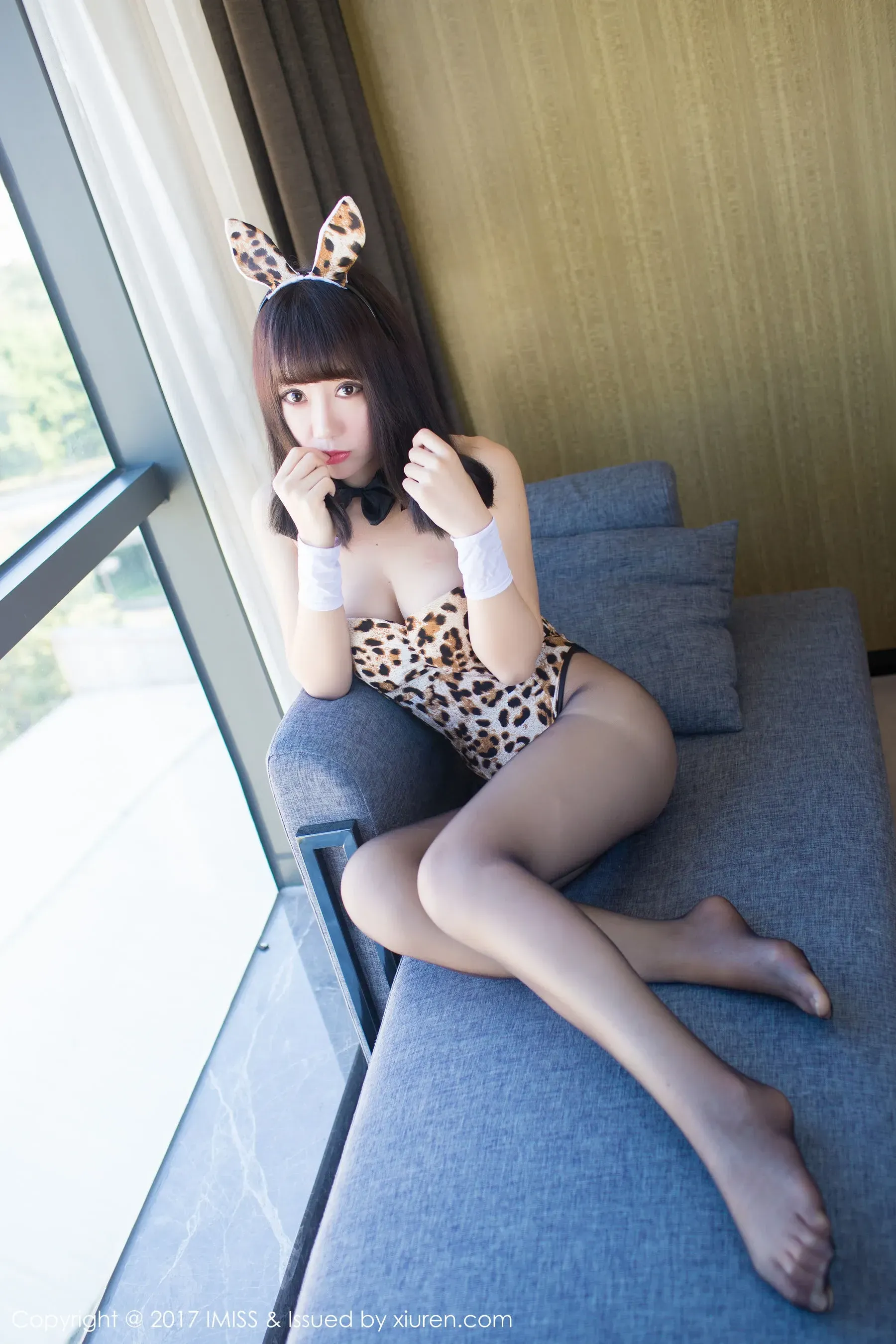 图片[5]-夏笑笑Summer《黑丝豹纹兔女郎+粉嫩内衣》 爱蜜社 Vol.145-COS写真在线网