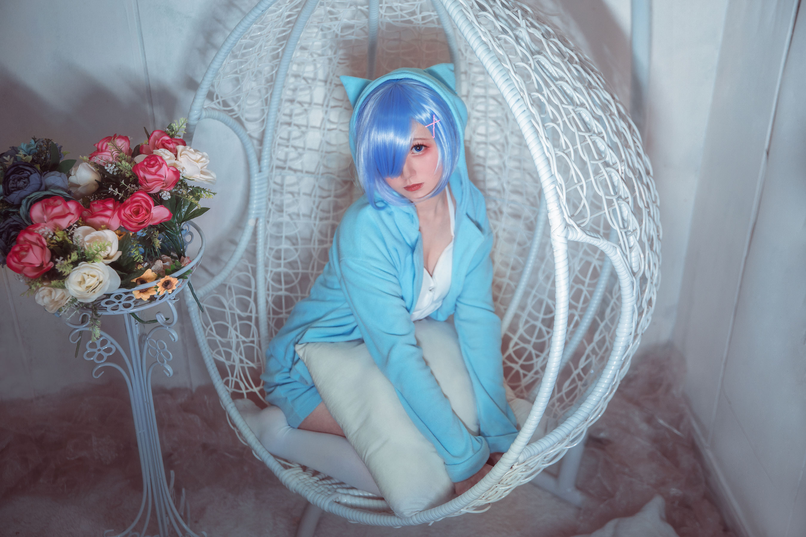 [Cosplay写真] 动漫博主弦音sic – RE从零开始的异世界生活 蕾姆猫咪睡衣 [9P] - 秀人网免费无水印在线套图写真