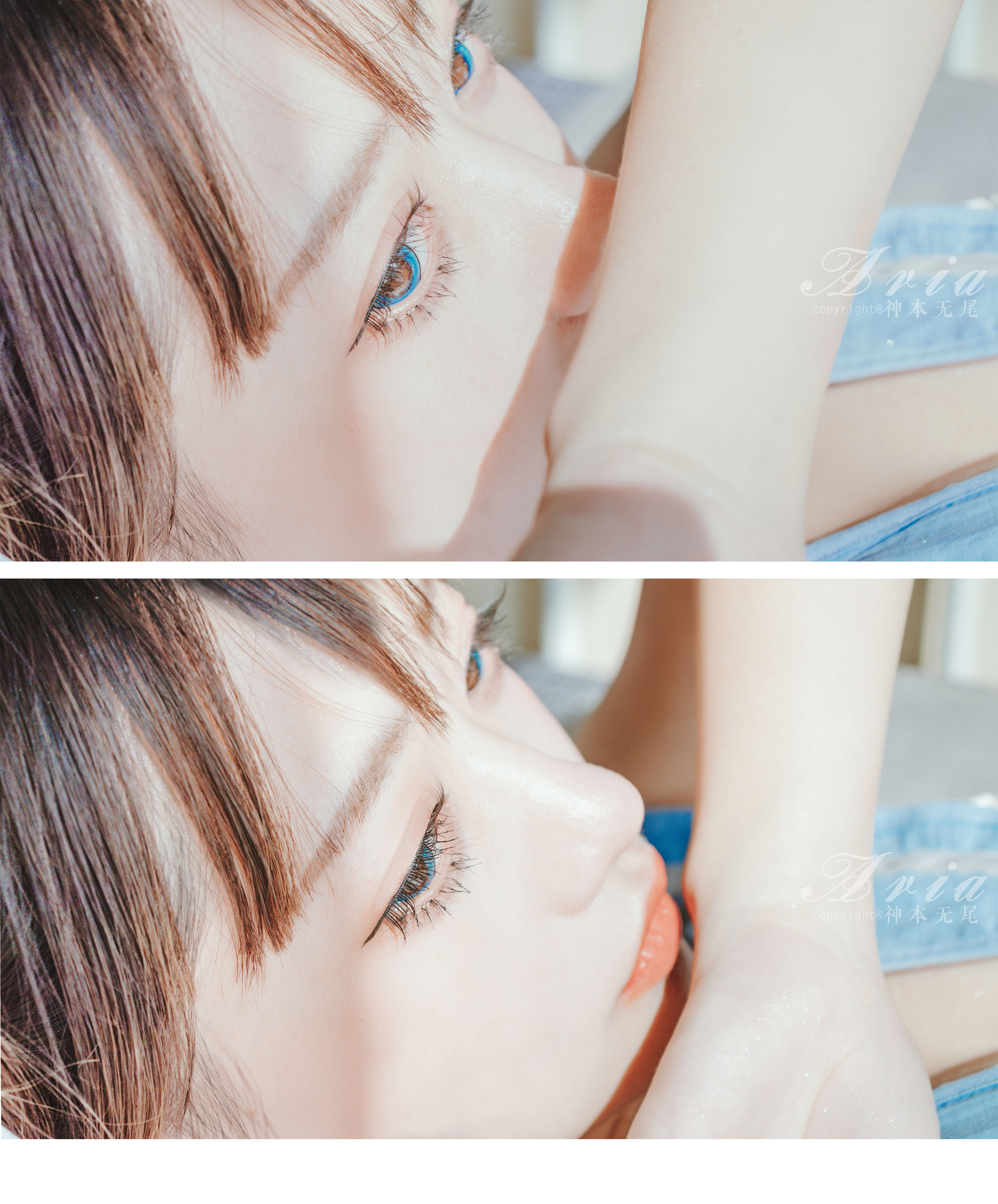 神本无尾_Aria – 蓝色睡裙 [9P] - 秀人网免费无水印在线套图写真