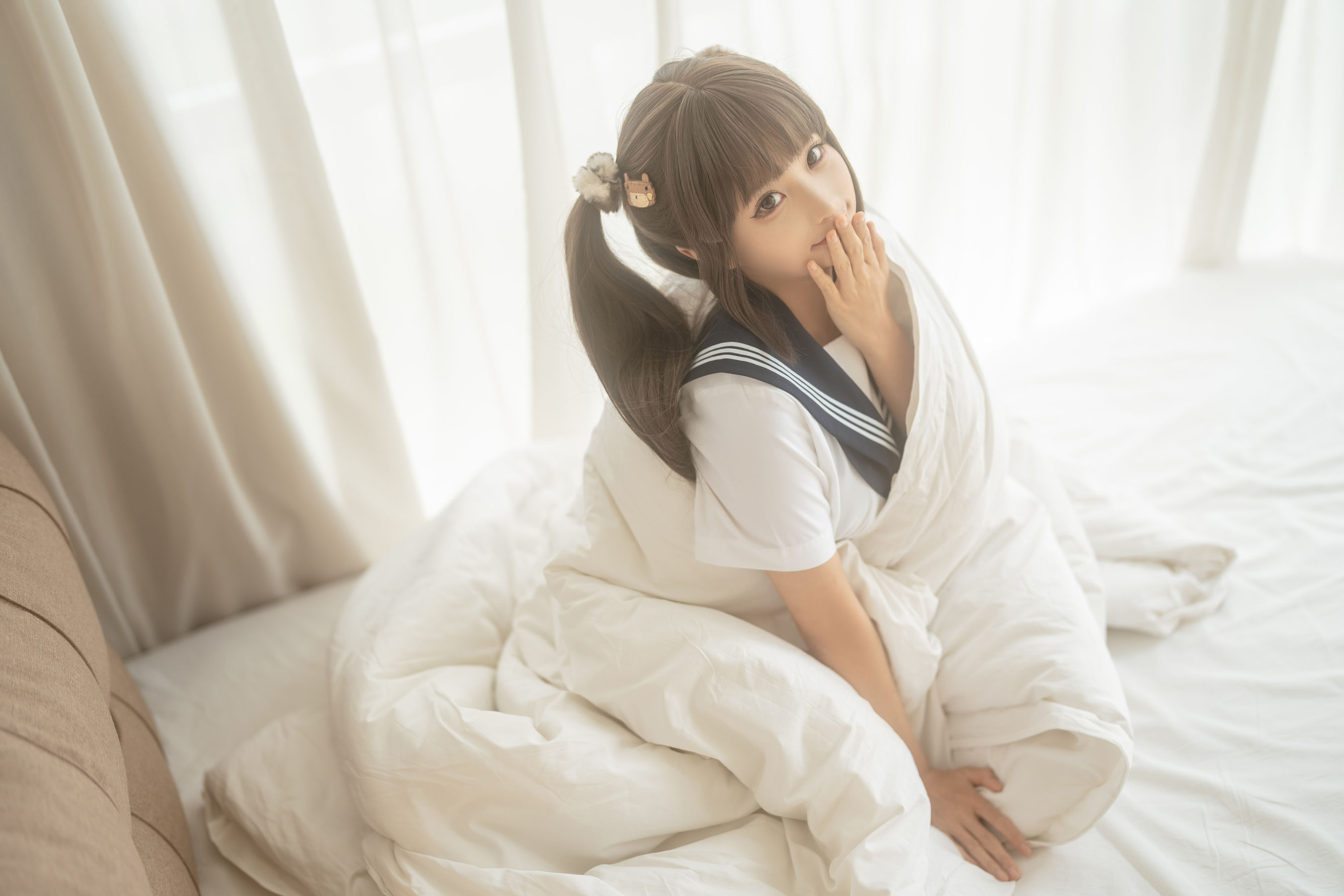 动漫博主蠢沫沫 – 被窝JK [15P] - 秀人网免费无水印在线套图写真