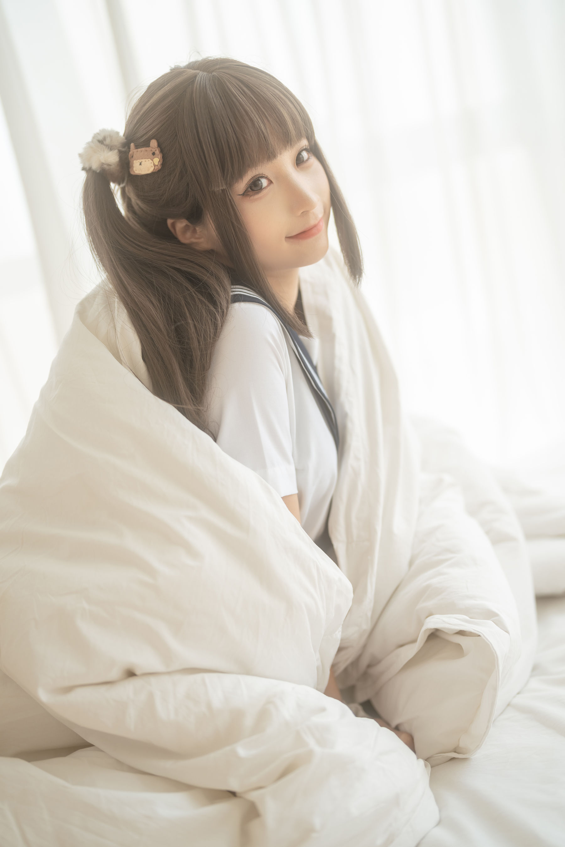 动漫博主蠢沫沫 – 被窝JK [15P] - 秀人网免费无水印在线套图写真