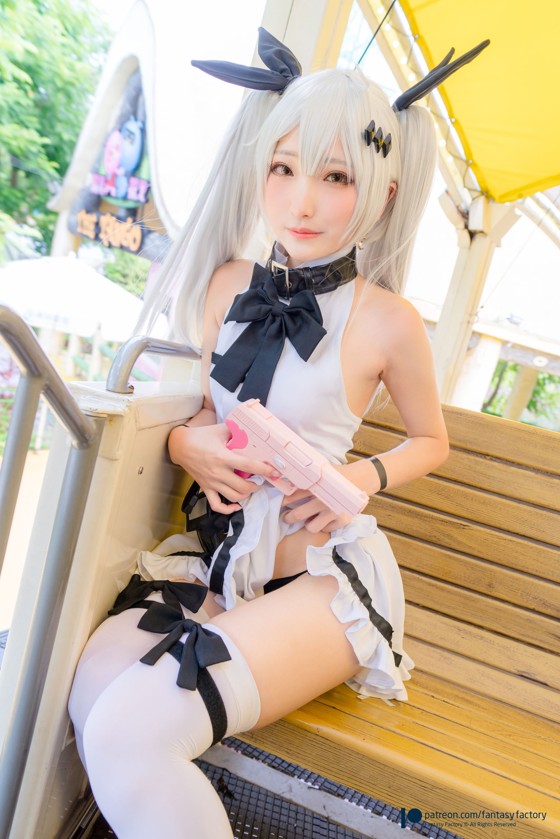 [Cosplay写真] 小丁 《Fantasy Factory》 – 2019.11 黑白 薄纱 网袜 [74P] - 秀人网免费无水印在线套图写真