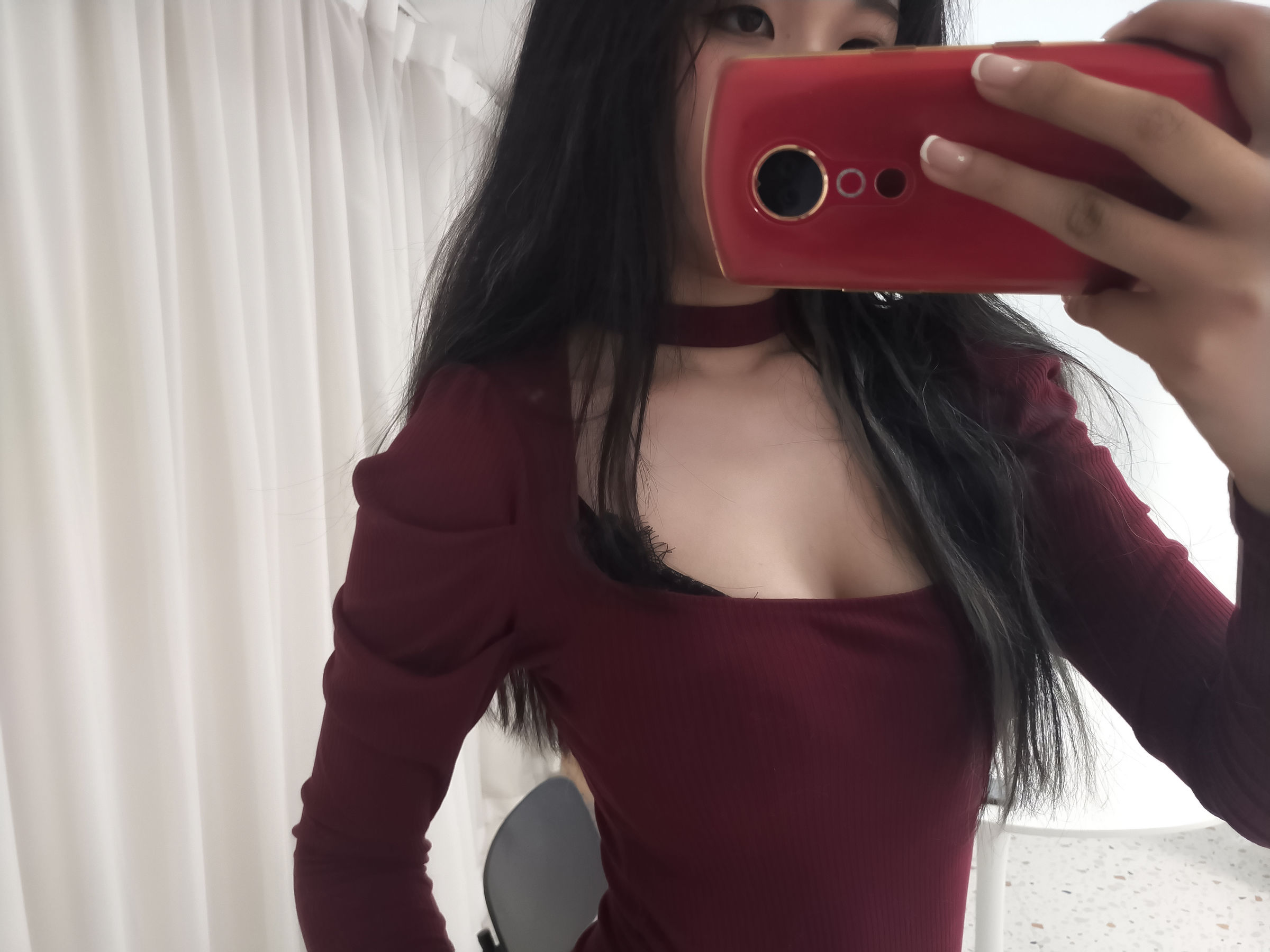 轩萧学姐 – 酒红色连体衣 [33P] - 秀人网免费无水印在线套图写真