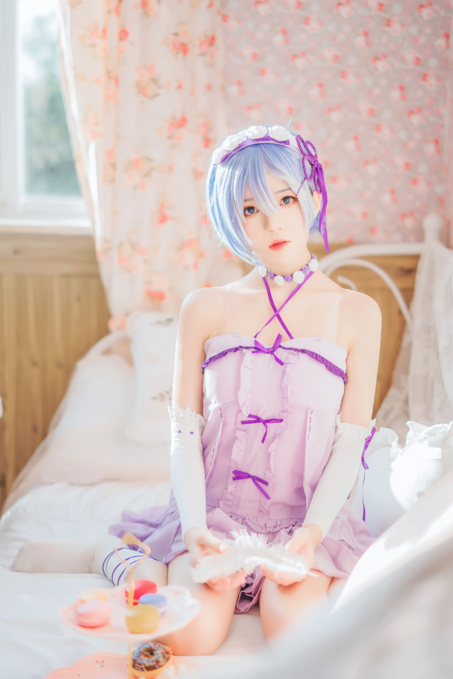 [Cosplay写真] 桜桃喵 – 蕾姆小睡裙 [40P] - 秀人网免费无水印在线套图写真