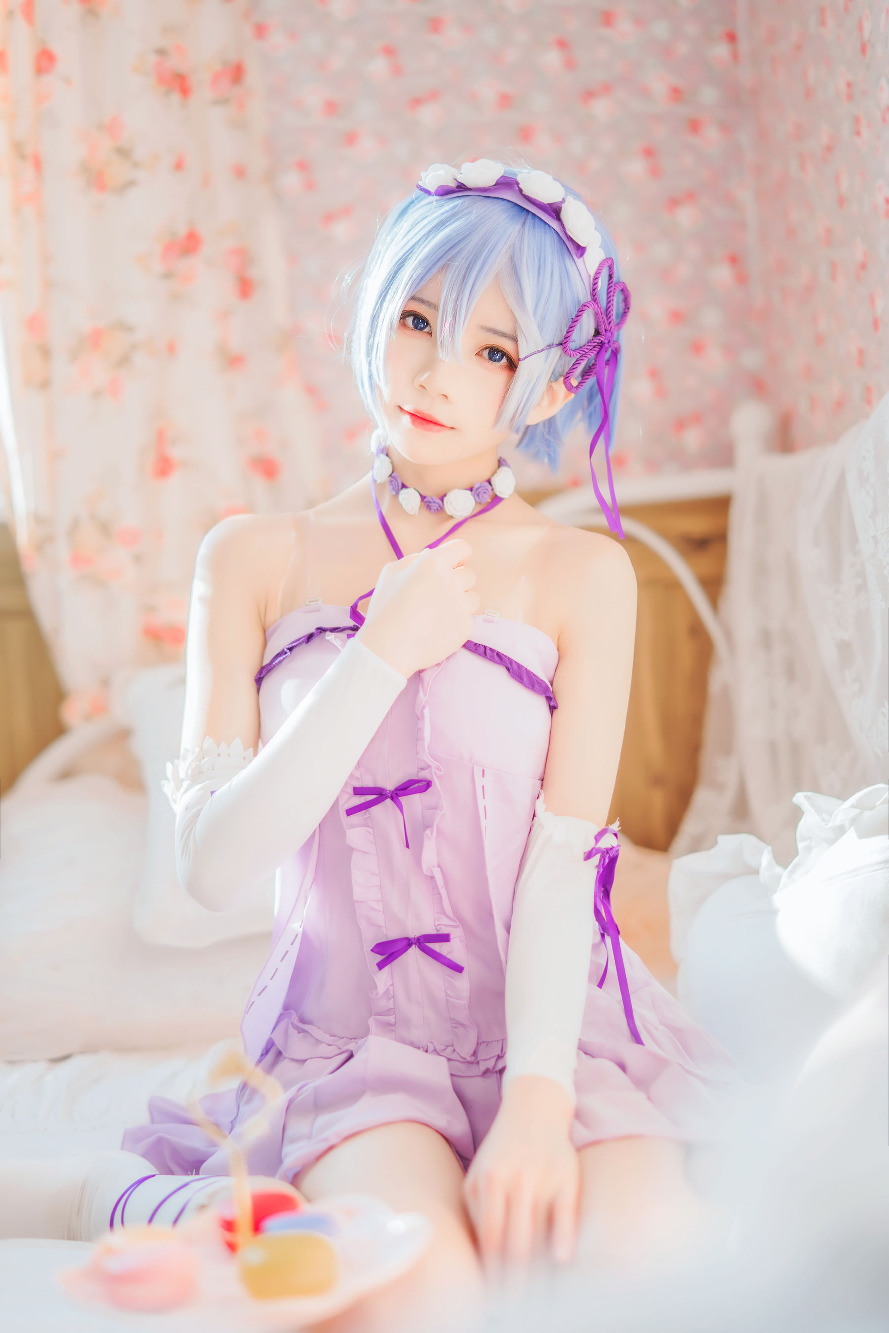 [Cosplay写真] 桜桃喵 – 蕾姆小睡裙 [40P] - 秀人网免费无水印在线套图写真