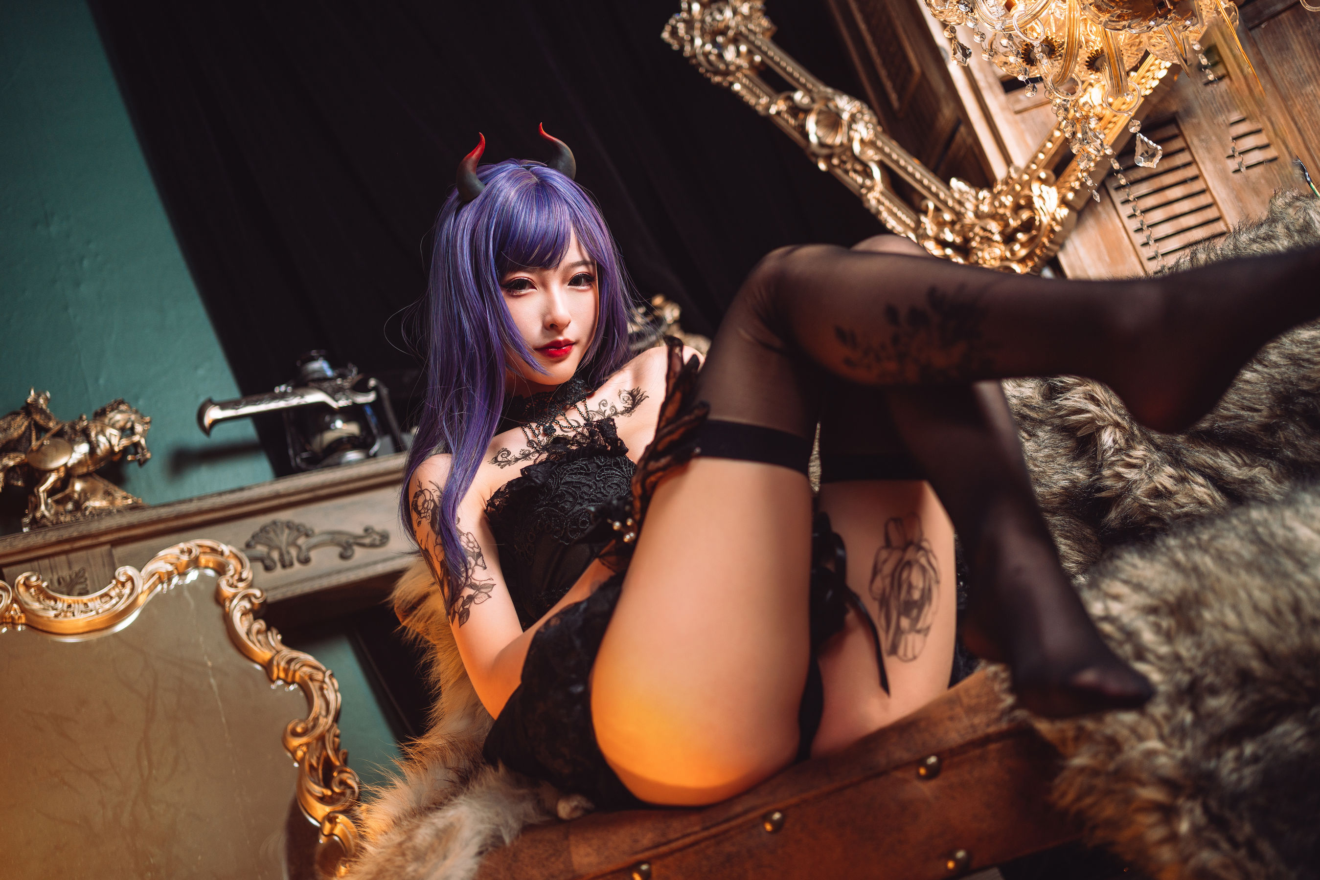 尤物清水由乃 – 暗黑纹身 [30P] - 秀人网免费无水印在线套图写真