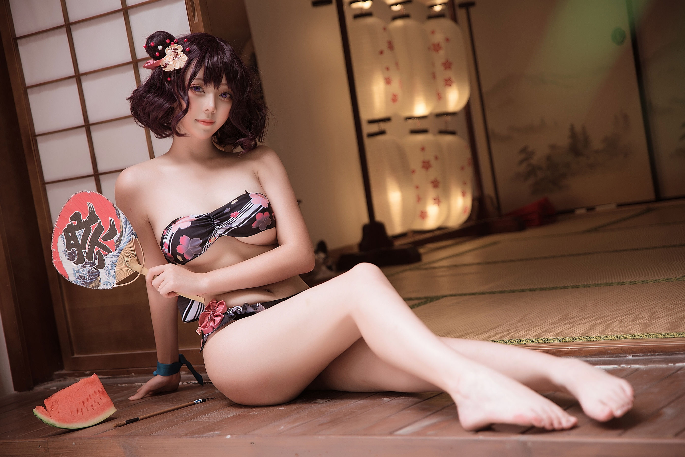 萌妹菌烨tako 葛饰北斋 水着 [9P] - 秀人网免费无水印在线套图写真