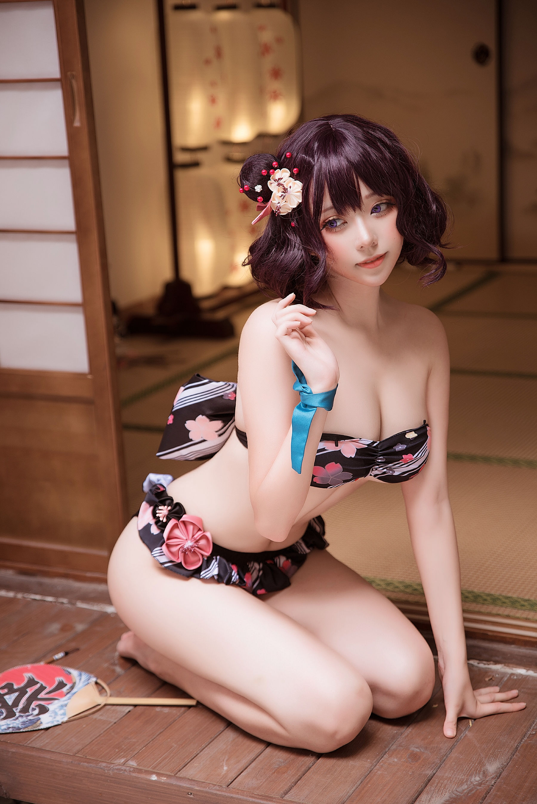 萌妹菌烨tako 葛饰北斋 水着 [9P] - 秀人网免费无水印在线套图写真