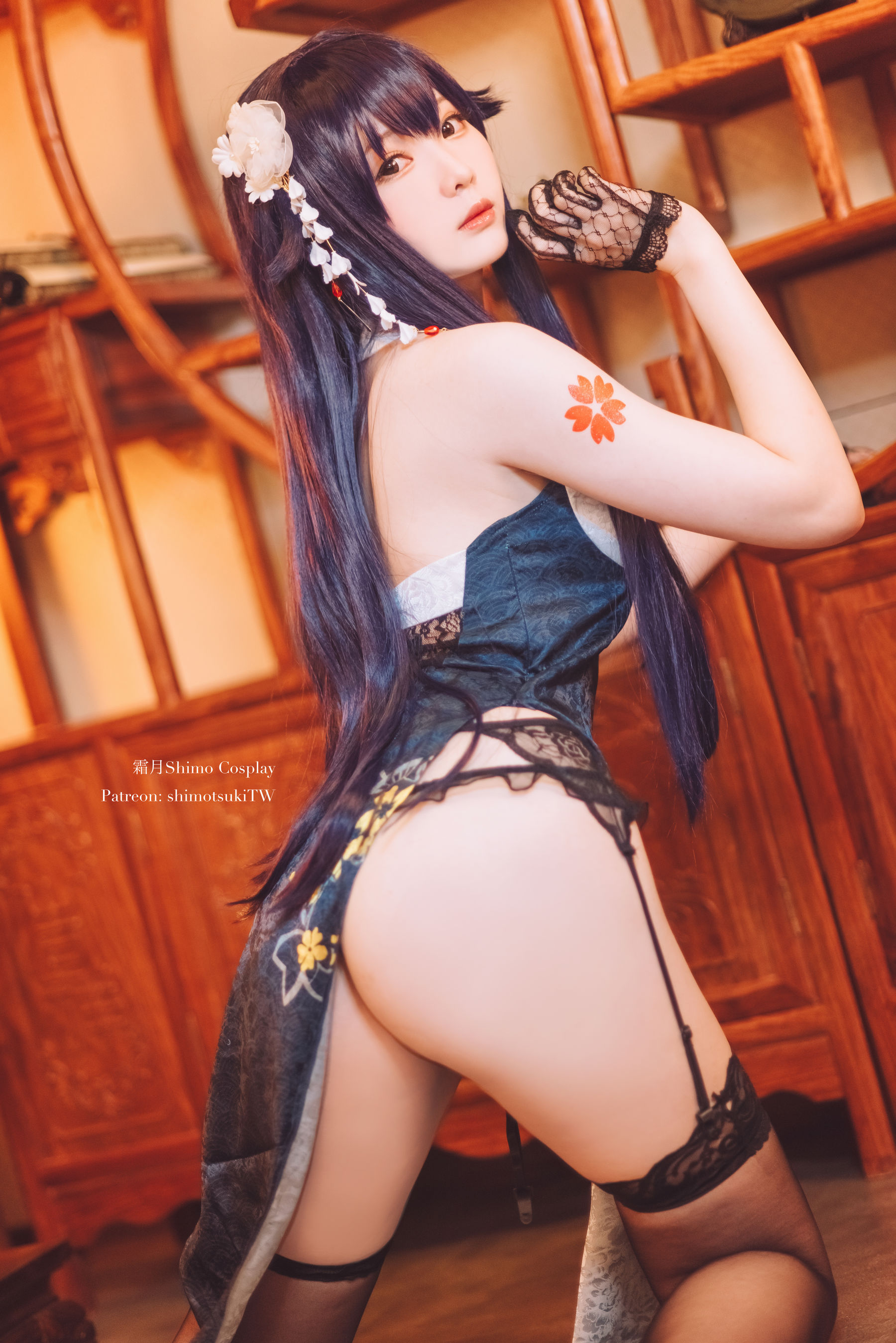 微博妹纸霜月shimo – 碧蓝航线 吾妻旗袍 [12P] - 秀人网免费无水印在线套图写真