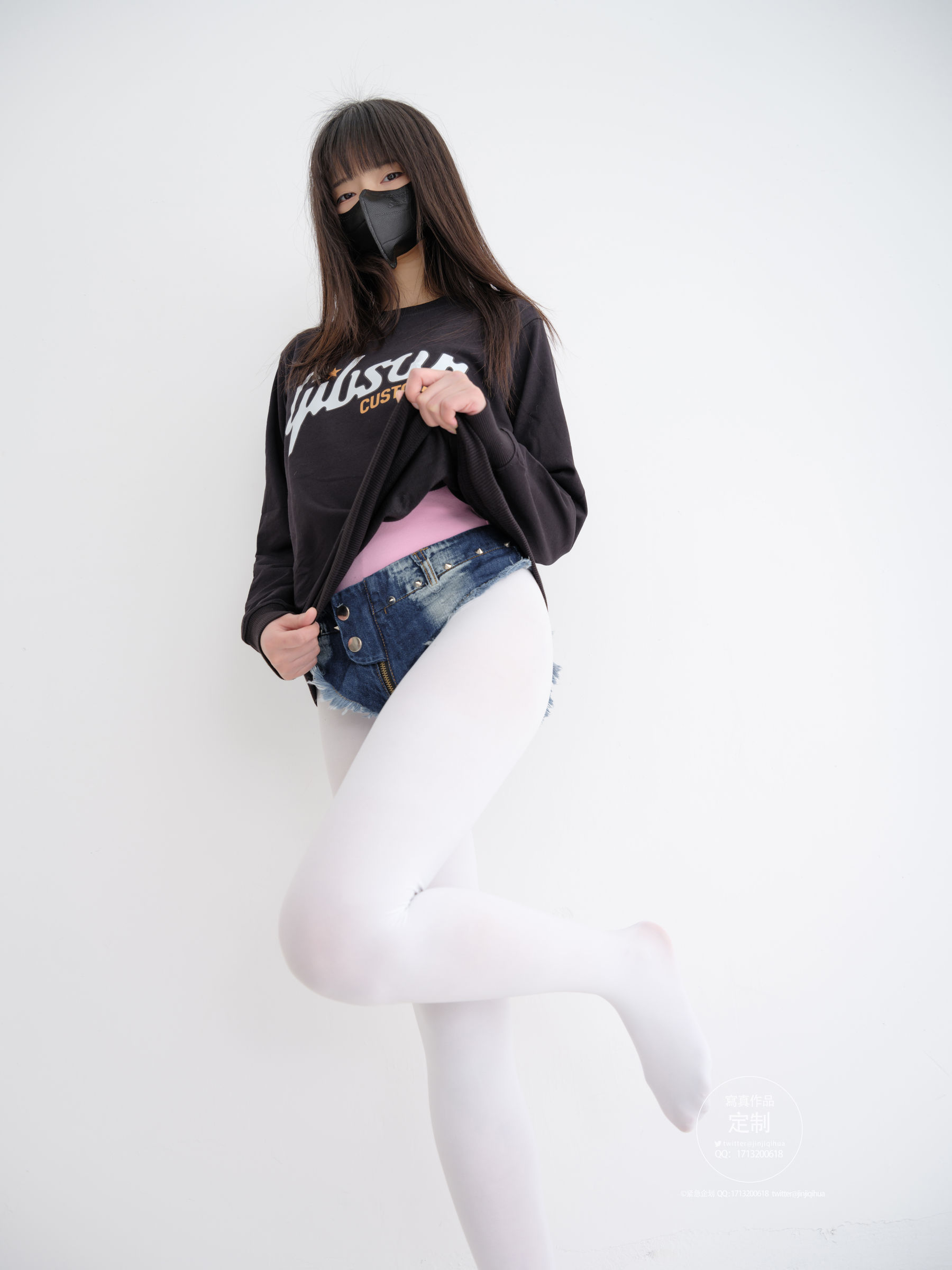 [紧急企划] EX-001 见希w 白丝牛仔短裤 [79P] - 秀人网免费无水印在线套图写真