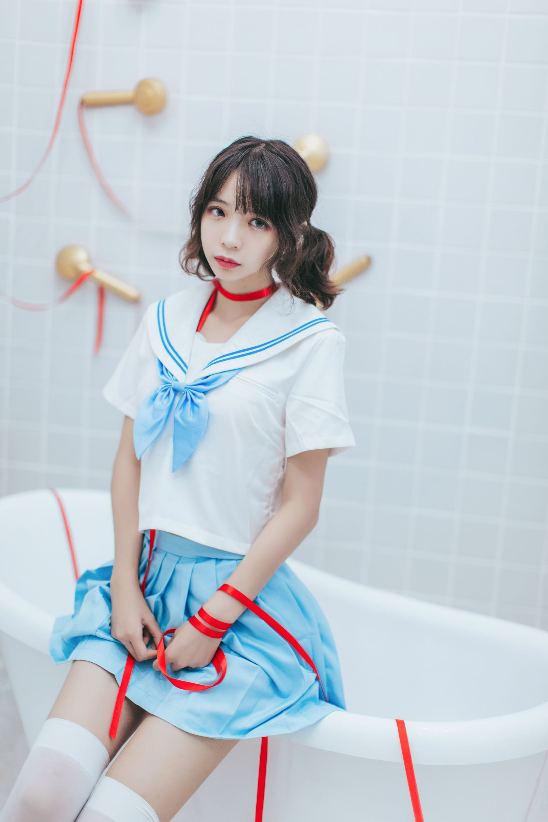 [Cosplay写真] 疯猫ss – 浴室JK [21P] - 秀人网免费无水印在线套图写真