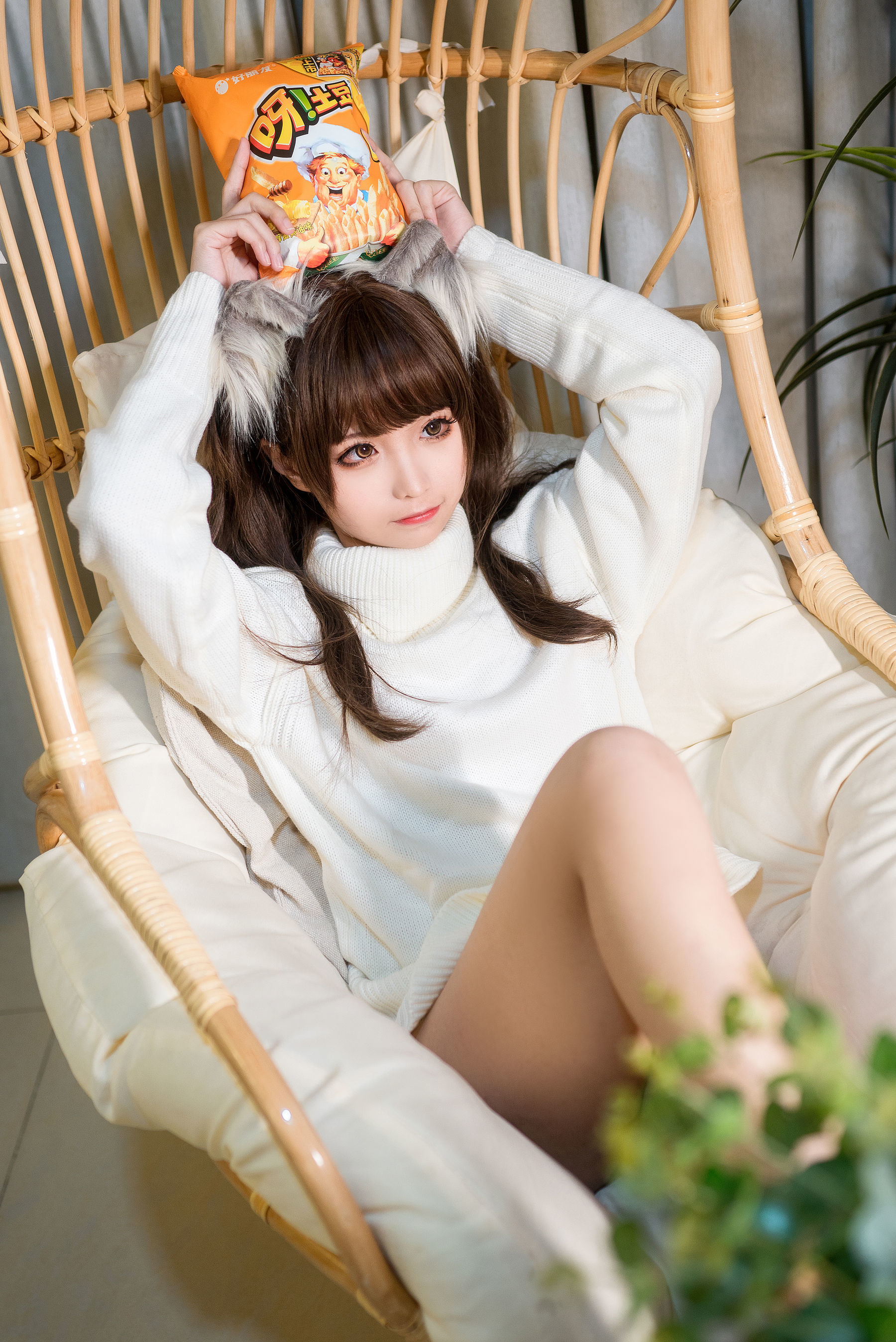 动漫博主蠢沫沫 白毛衣 [45P] - 秀人网免费无水印在线套图写真