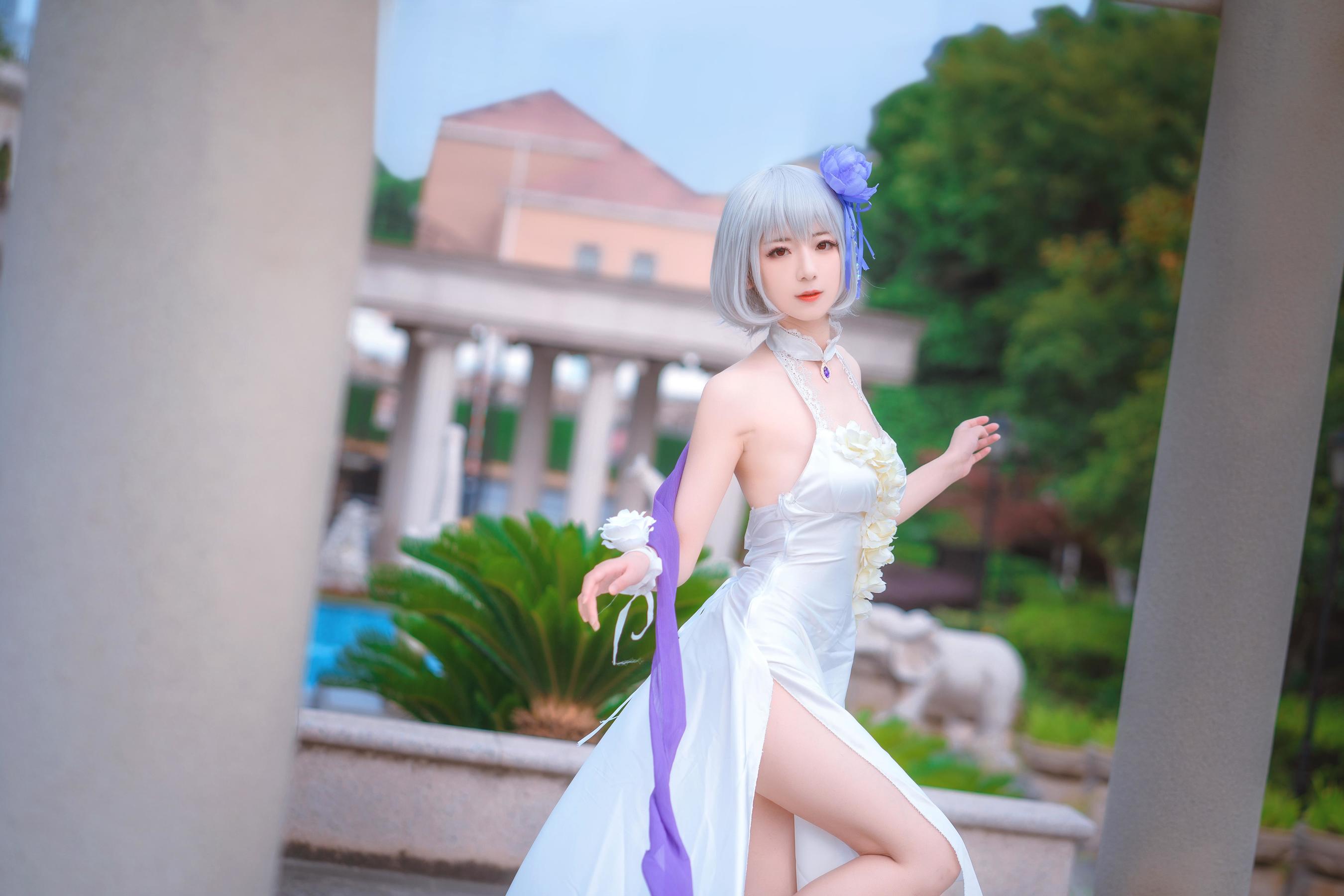 [Cosplay写真] 小姐姐弥音音ww – 天狼星 纯白蔷薇 [8P] - 秀人网免费无水印在线套图写真