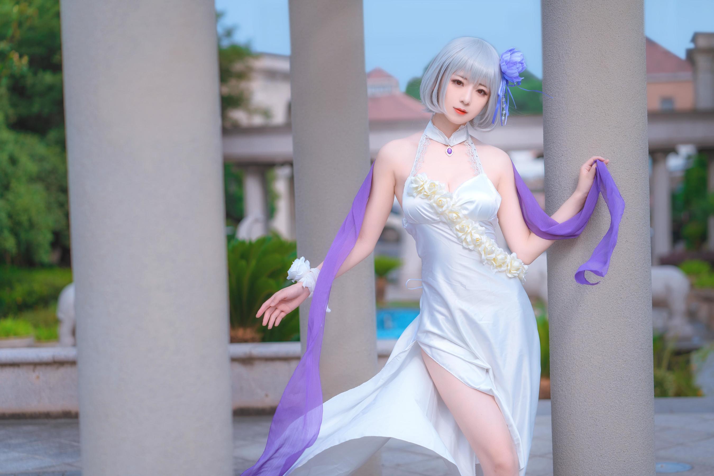 [Cosplay写真] 小姐姐弥音音ww – 天狼星 纯白蔷薇 [8P] - 秀人网免费无水印在线套图写真
