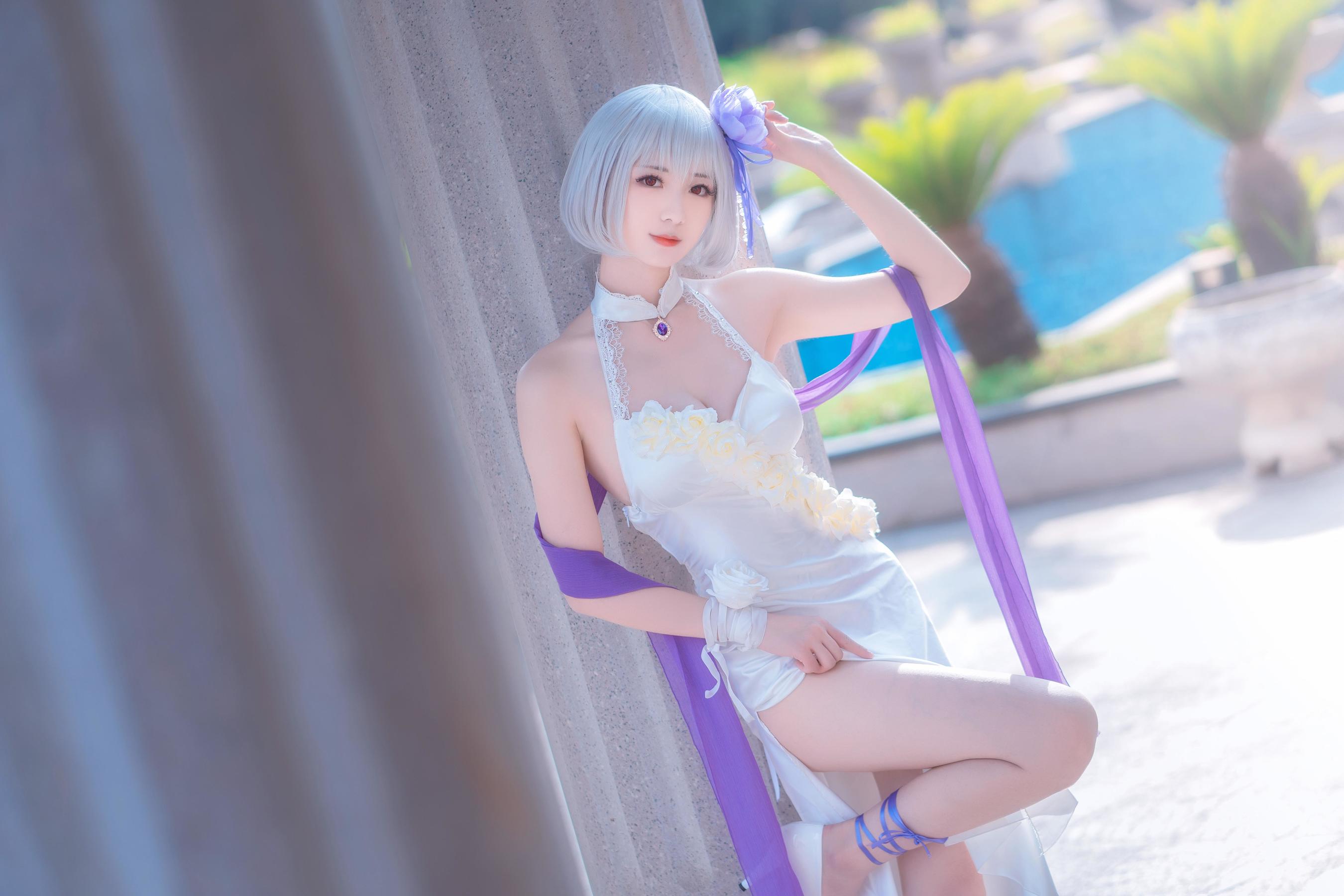 [Cosplay写真] 小姐姐弥音音ww – 天狼星 纯白蔷薇 [8P] - 秀人网免费无水印在线套图写真