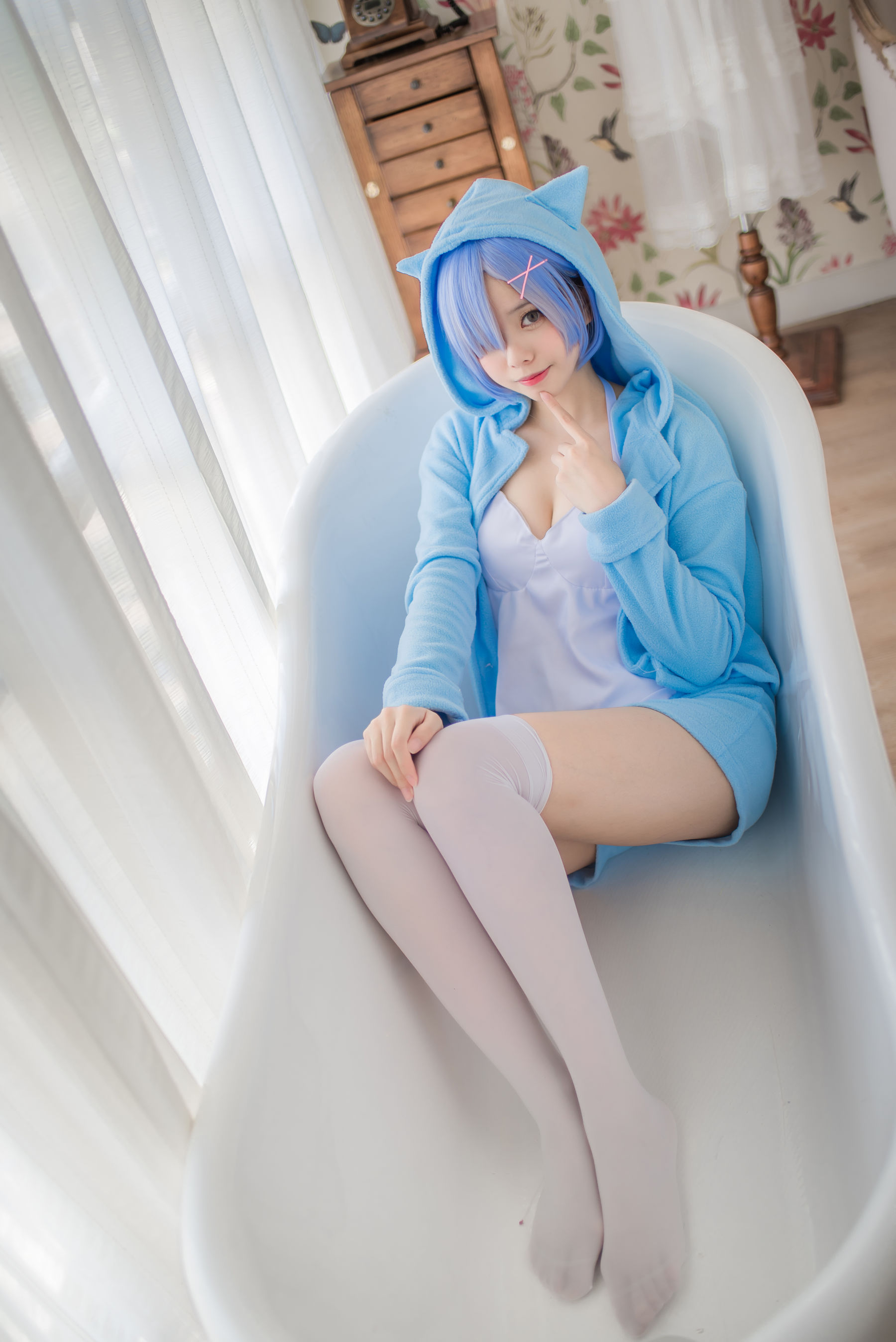 萌系小野妹子w 蕾姆 蓝色精灵 [22P] - 秀人网免费无水印在线套图写真