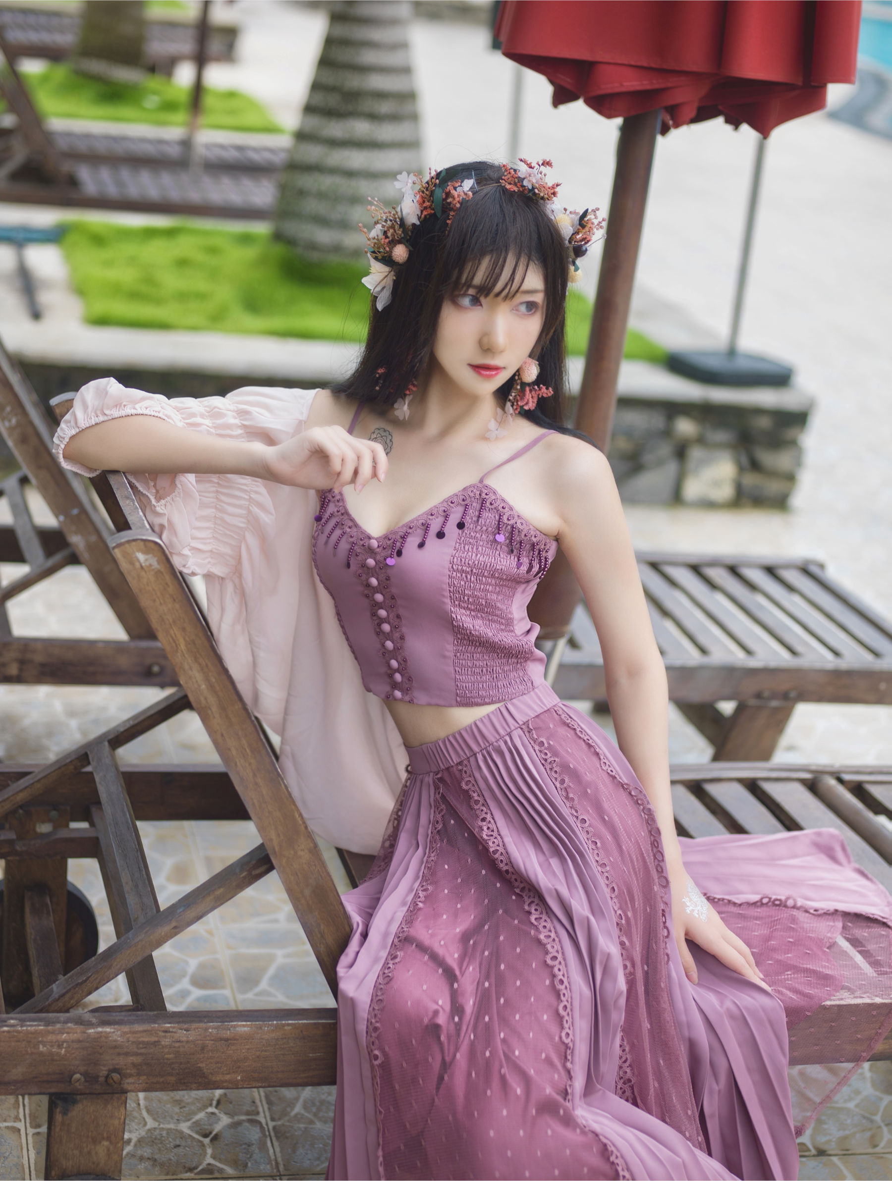 [Cosplay写真] 动漫博主南桃Momoko – 紫日常 [10P] - 秀人网免费无水印在线套图写真