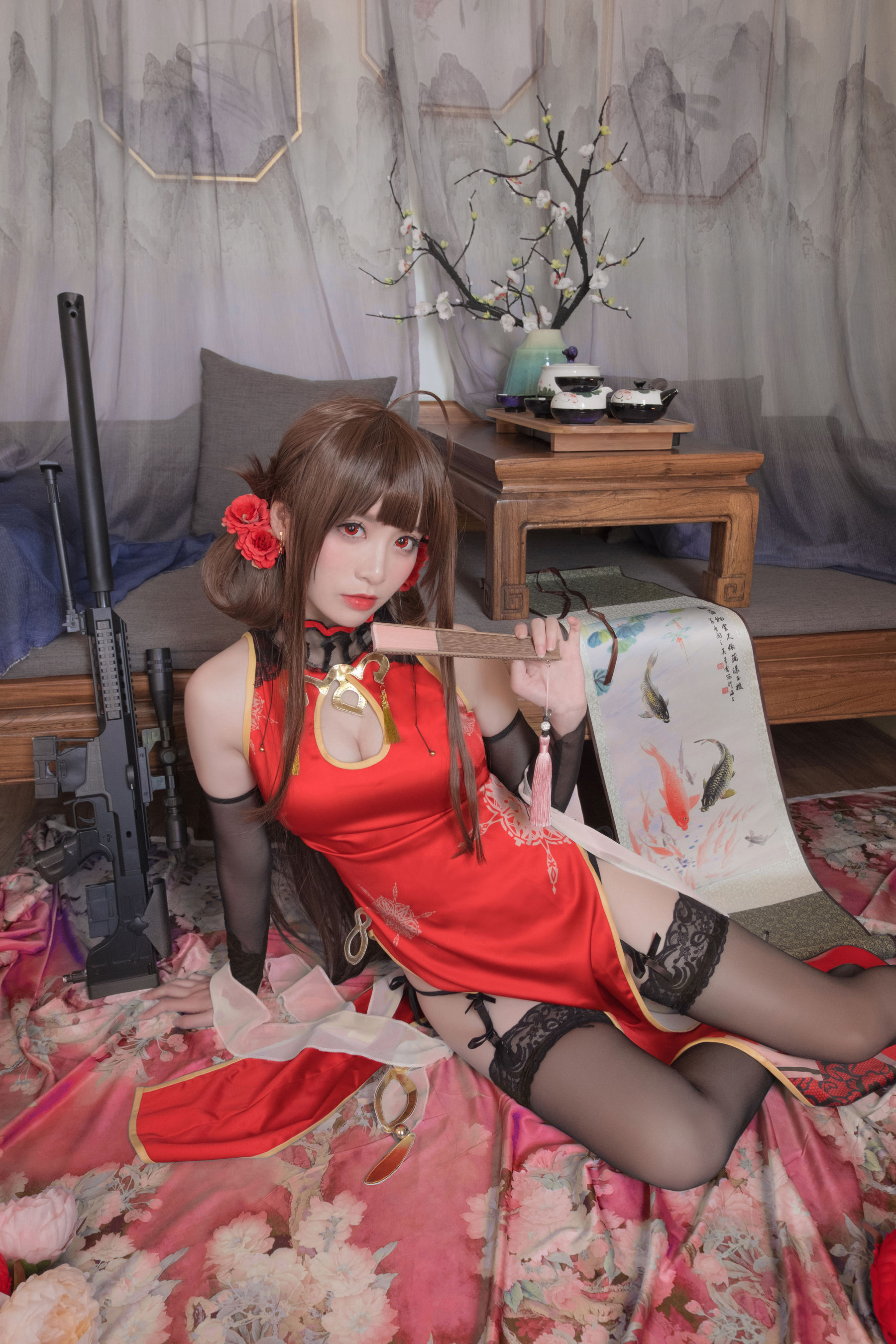 [Cosplay写真] Coser星野saori – DSR-50 红牡丹 [10P] - 秀人网免费无水印在线套图写真