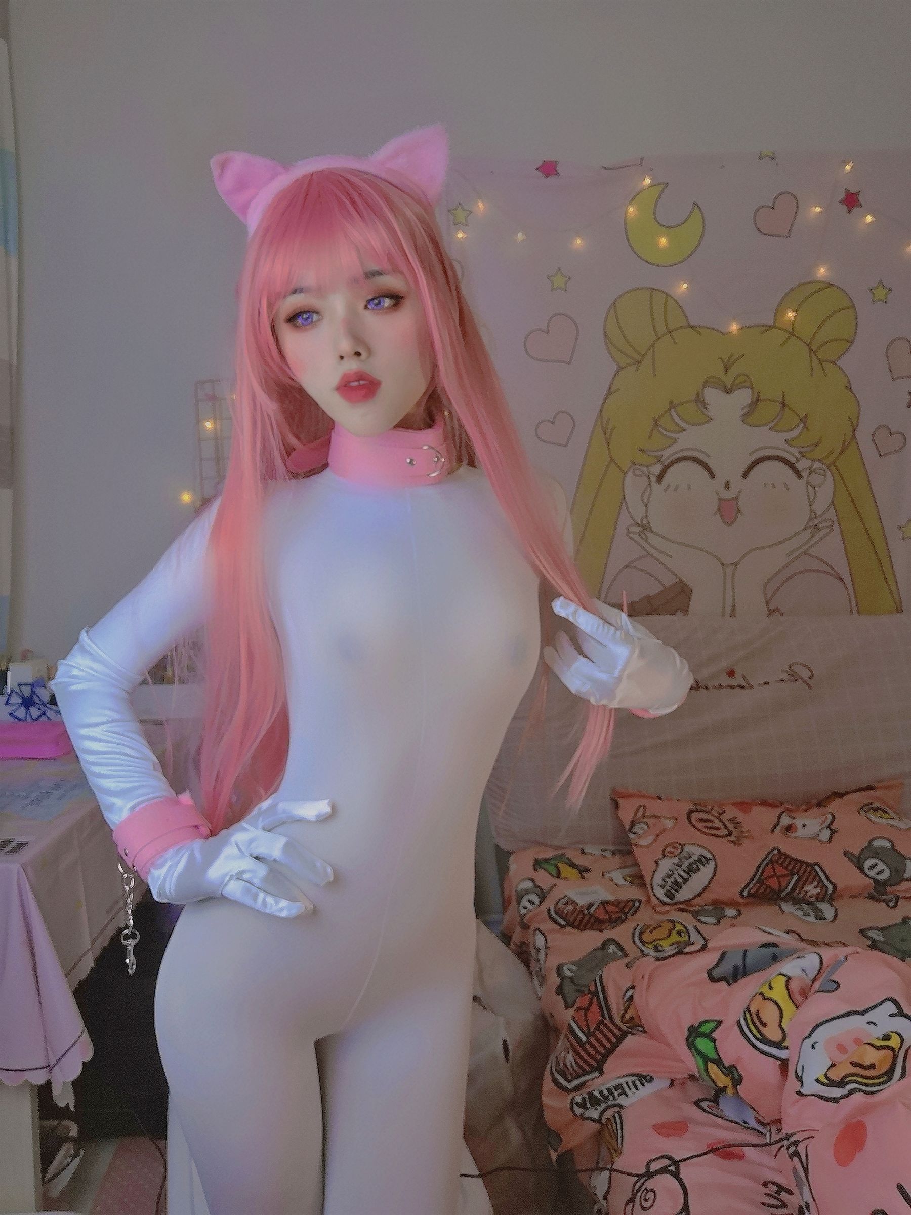 钛合金大粑粑 – 连体白丝 [15P] - 秀人网免费无水印在线套图写真