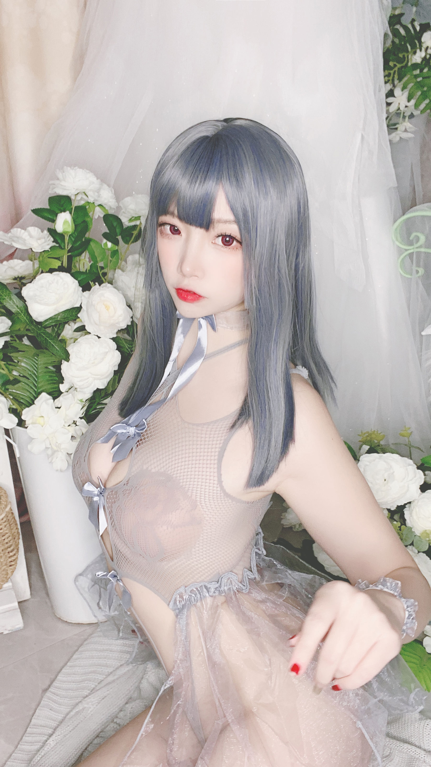 [Cosplay写真] 人气Coser二佐Nisa – 蓝色网状比基尼 [38P] - 秀人网免费无水印在线套图写真