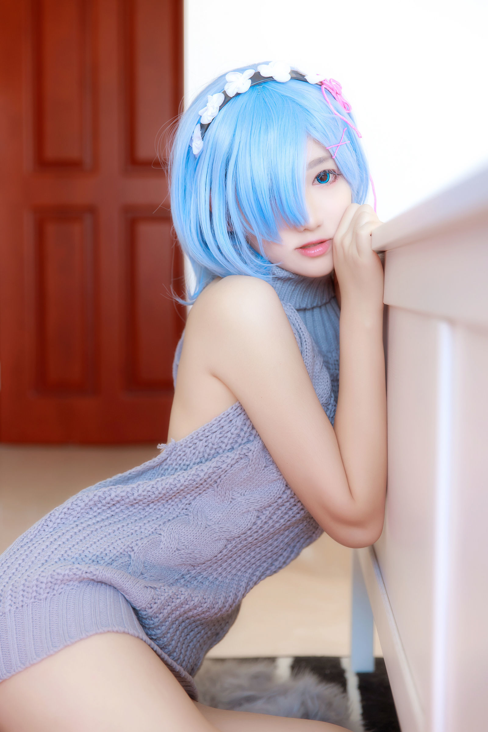 [萝莉COS] 南桃Momoko – 蕾姆露背毛衣 [12P] - 秀人网免费无水印在线套图写真