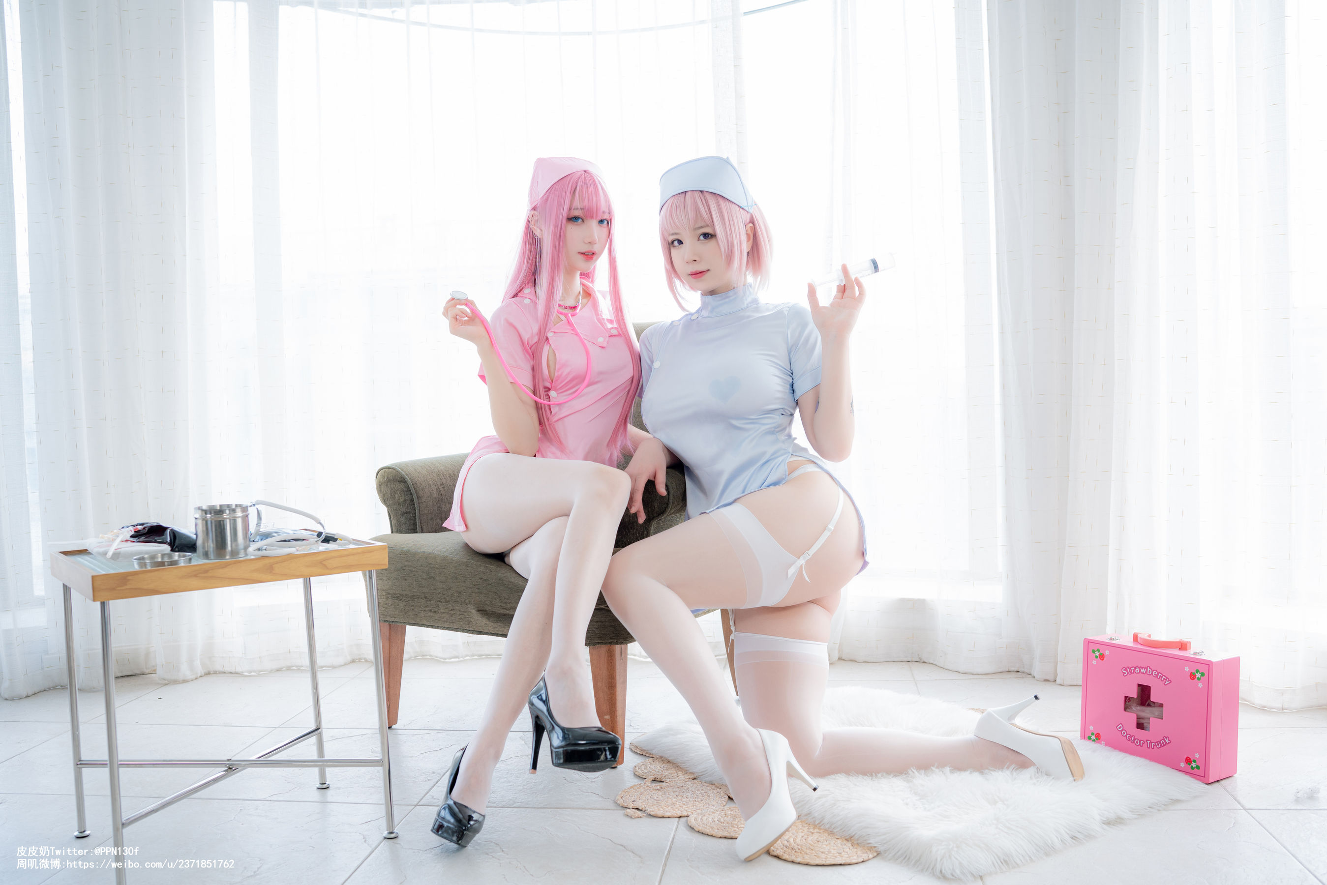 皮皮奶可可爱了啦&#038;周叽是可爱兔兔 – 粉蓝护士 [61P] - 秀人网免费无水印在线套图写真