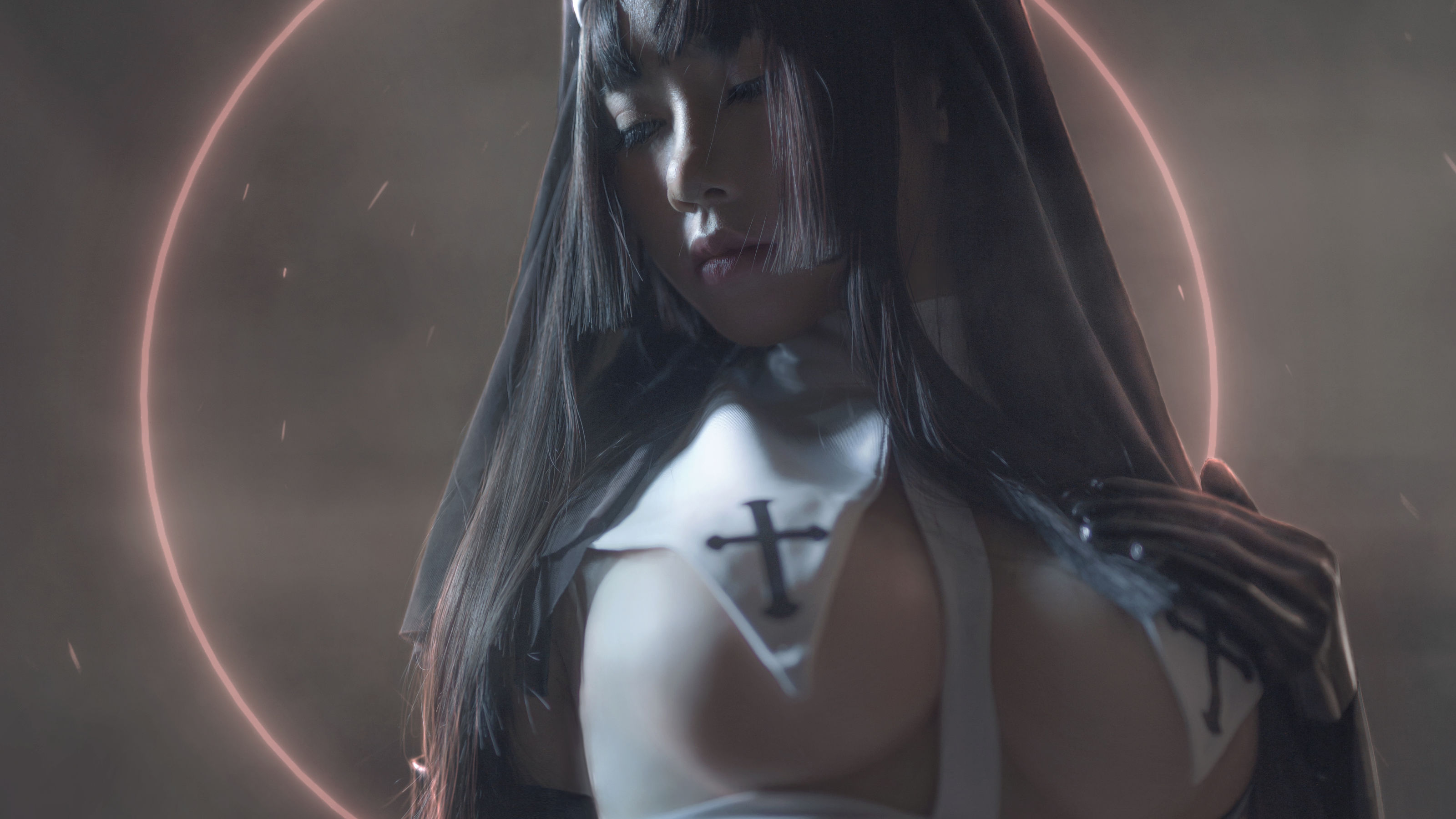 动漫博主uki雨季 – 修女黑胶衣 [12P] - 秀人网免费无水印在线套图写真