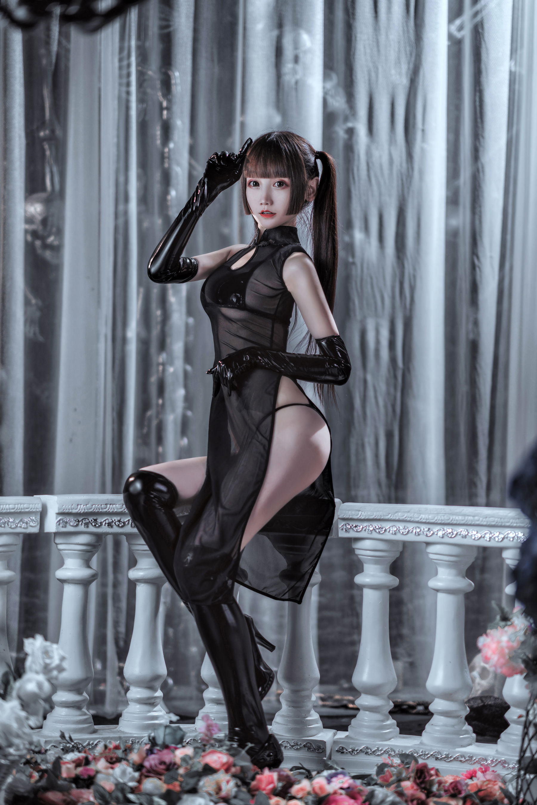 COS少女星野咪兔 – 透视网纱旗袍 [89P] - 秀人网免费无水印在线套图写真