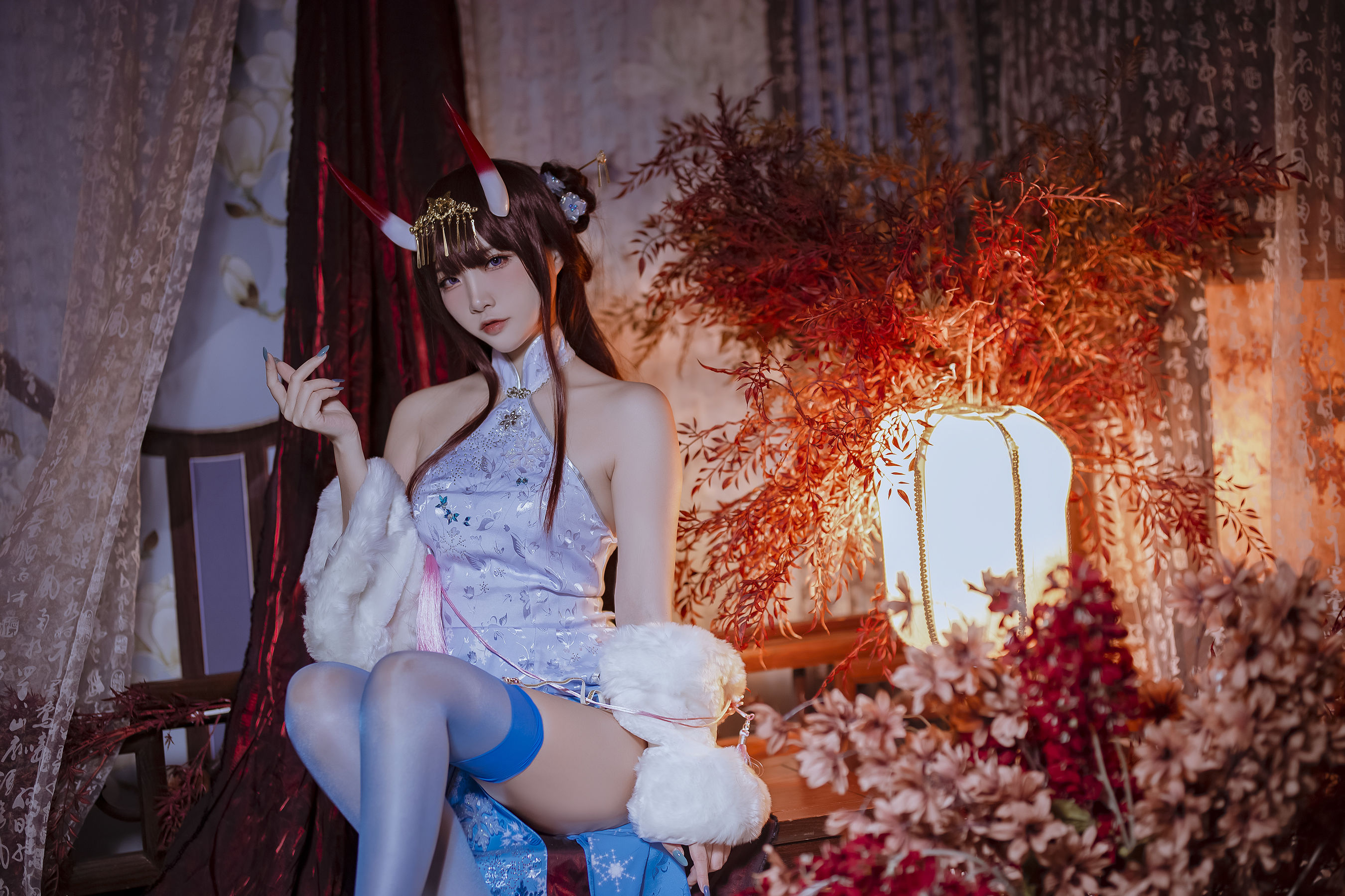 人气Coser二佐Nisa – 碧蓝航线 能代旗袍 [18P] - 秀人网免费无水印在线套图写真