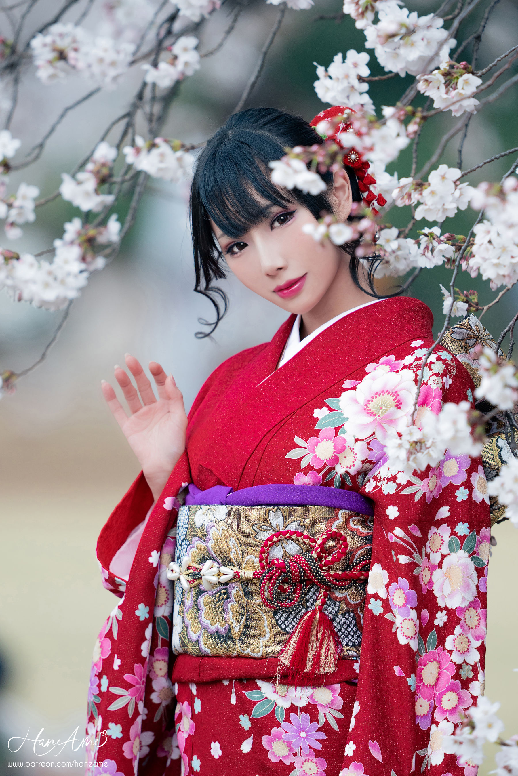 Hane Ame 雨波 – 赤紅和服 [38P] - 秀人网免费无水印在线套图写真