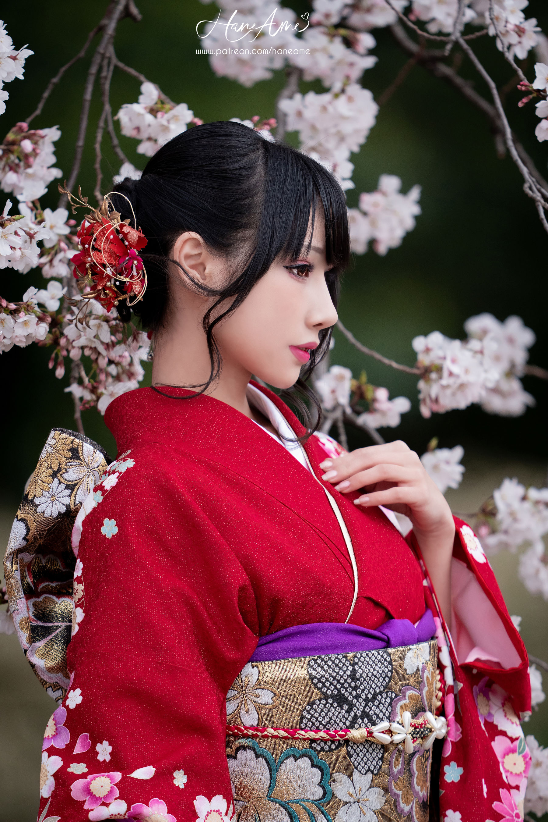 Hane Ame 雨波 – 赤紅和服 [38P] - 秀人网免费无水印在线套图写真