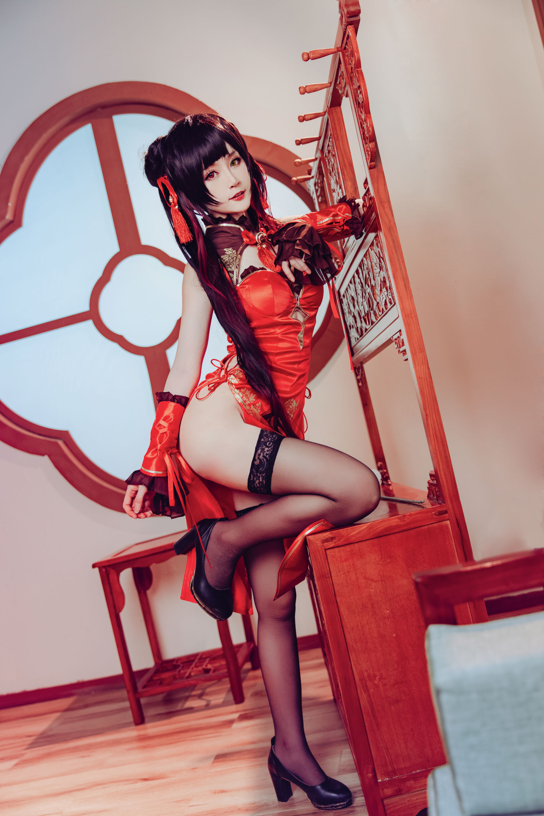 萌宠博主yui金鱼 – 时崎狂三 旗袍 [8P] - 秀人网免费无水印在线套图写真