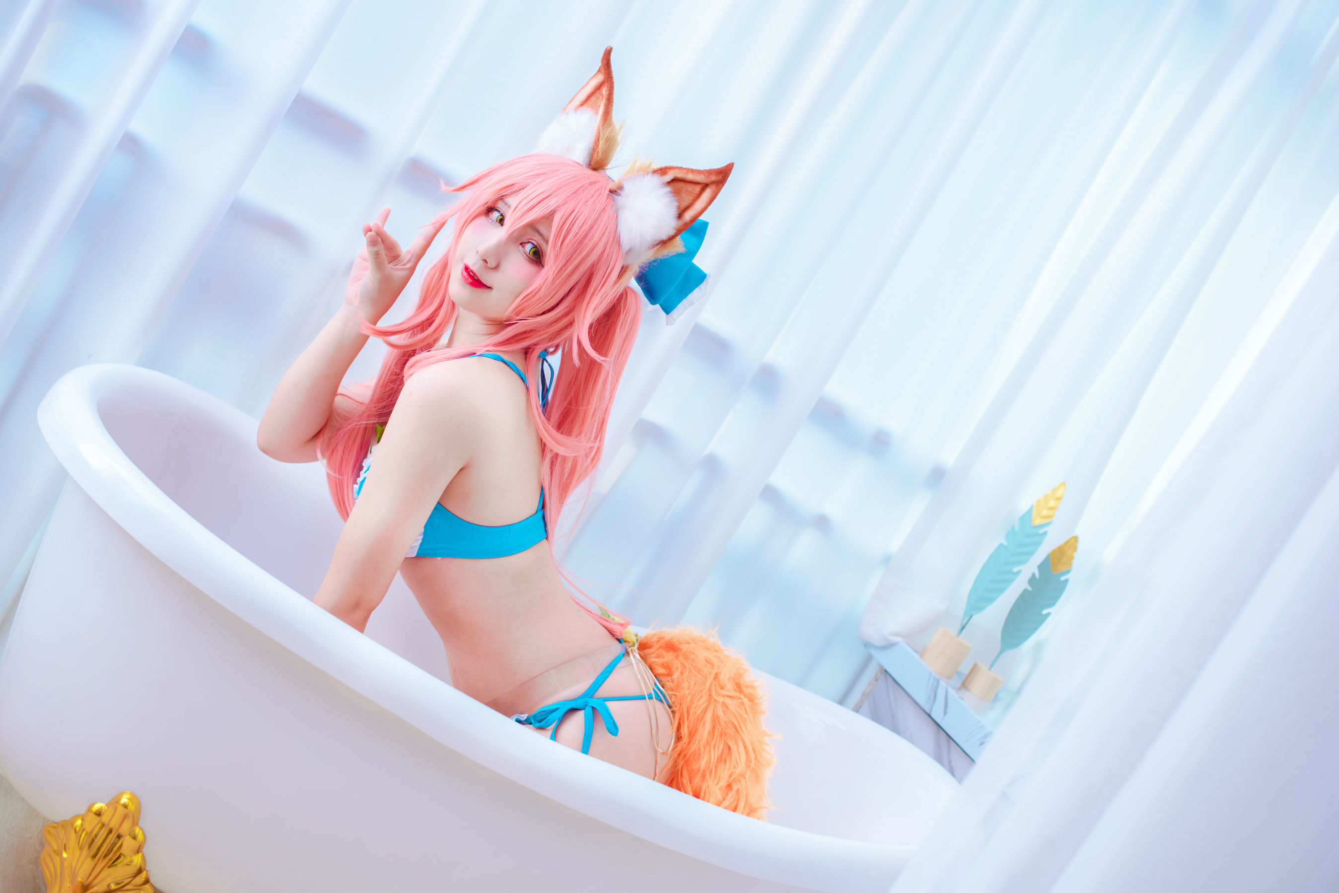 动漫博主九曲Jean – 玉藻前泳装 [11P] - 秀人网免费无水印在线套图写真