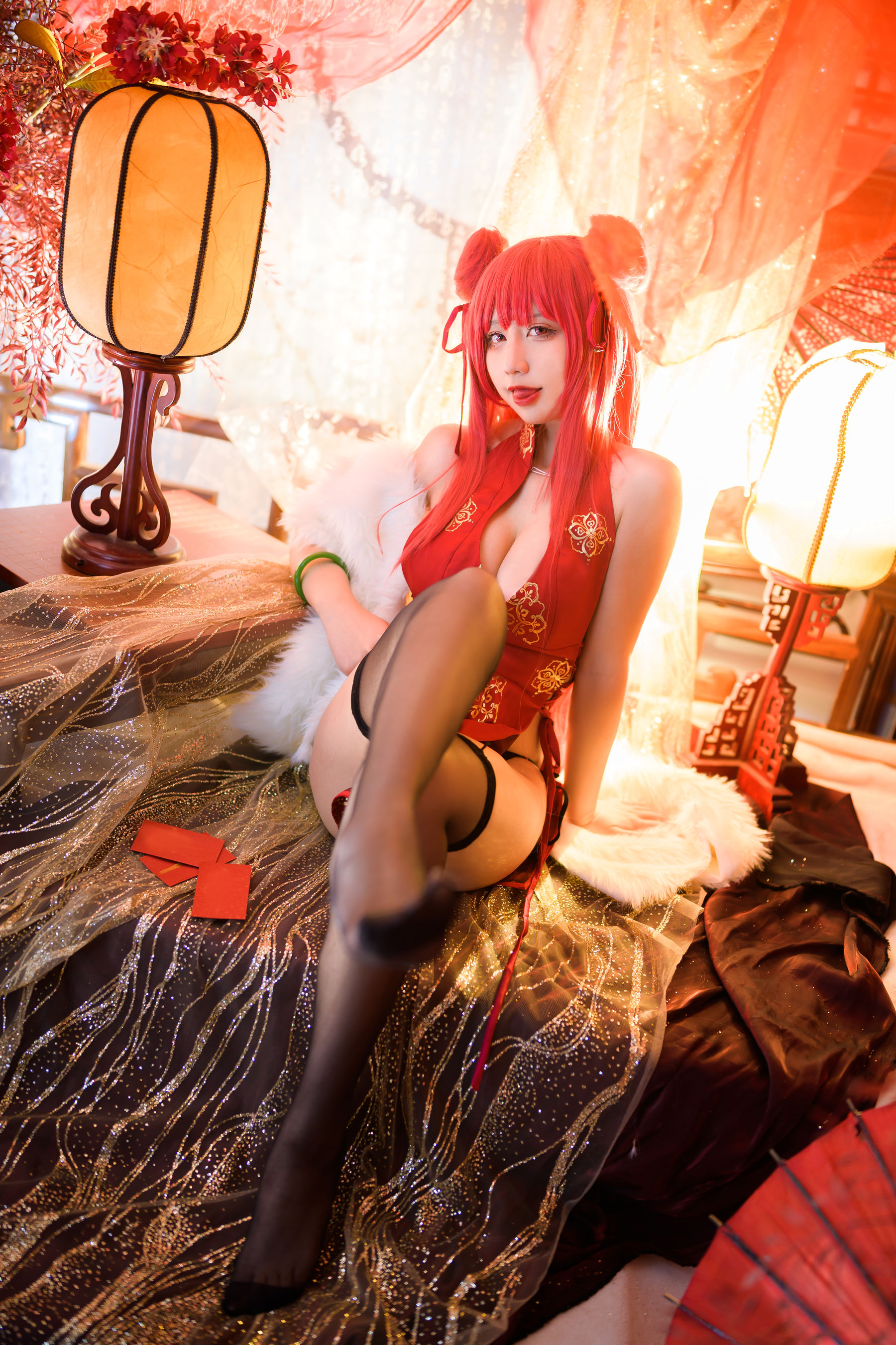 动漫博主九曲Jean – 碧蓝航线 加利索新春旗袍 [24P] - 秀人网免费无水印在线套图写真