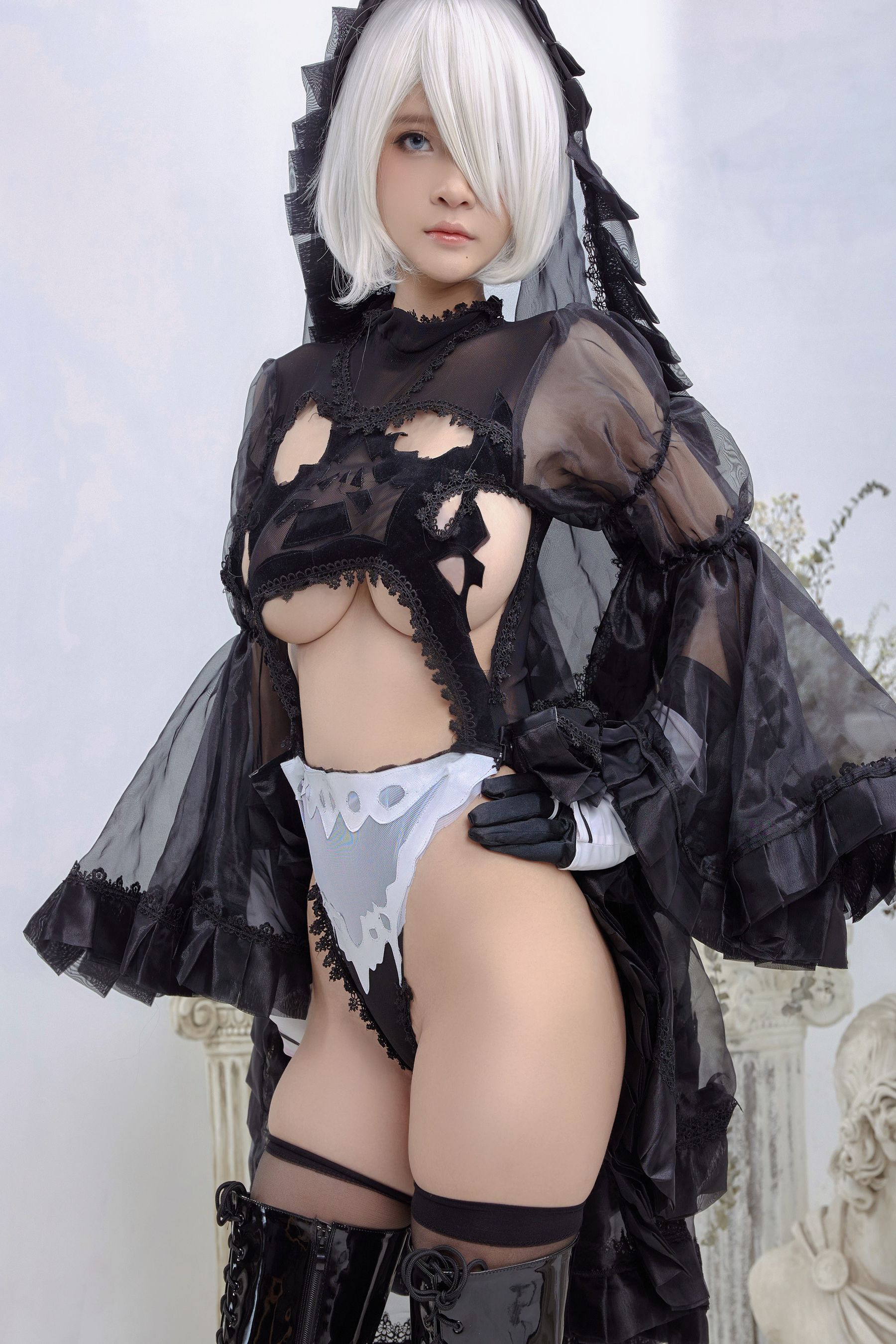[Cosplay写真] Azami福利 – 2B Black Dress [20P] - 秀人网免费无水印在线套图写真