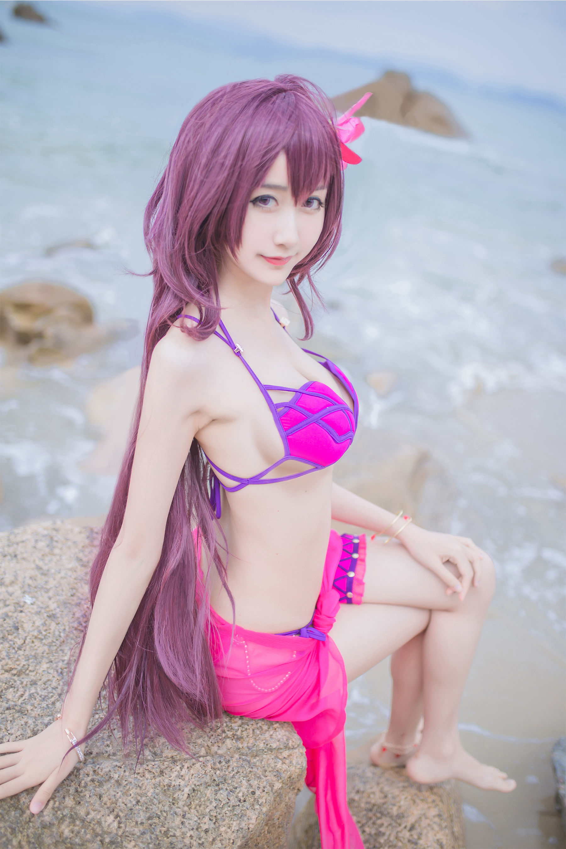 [萝莉COS] 木绵绵OwO – 沙滩斯卡哈 [21P] - 秀人网免费无水印在线套图写真