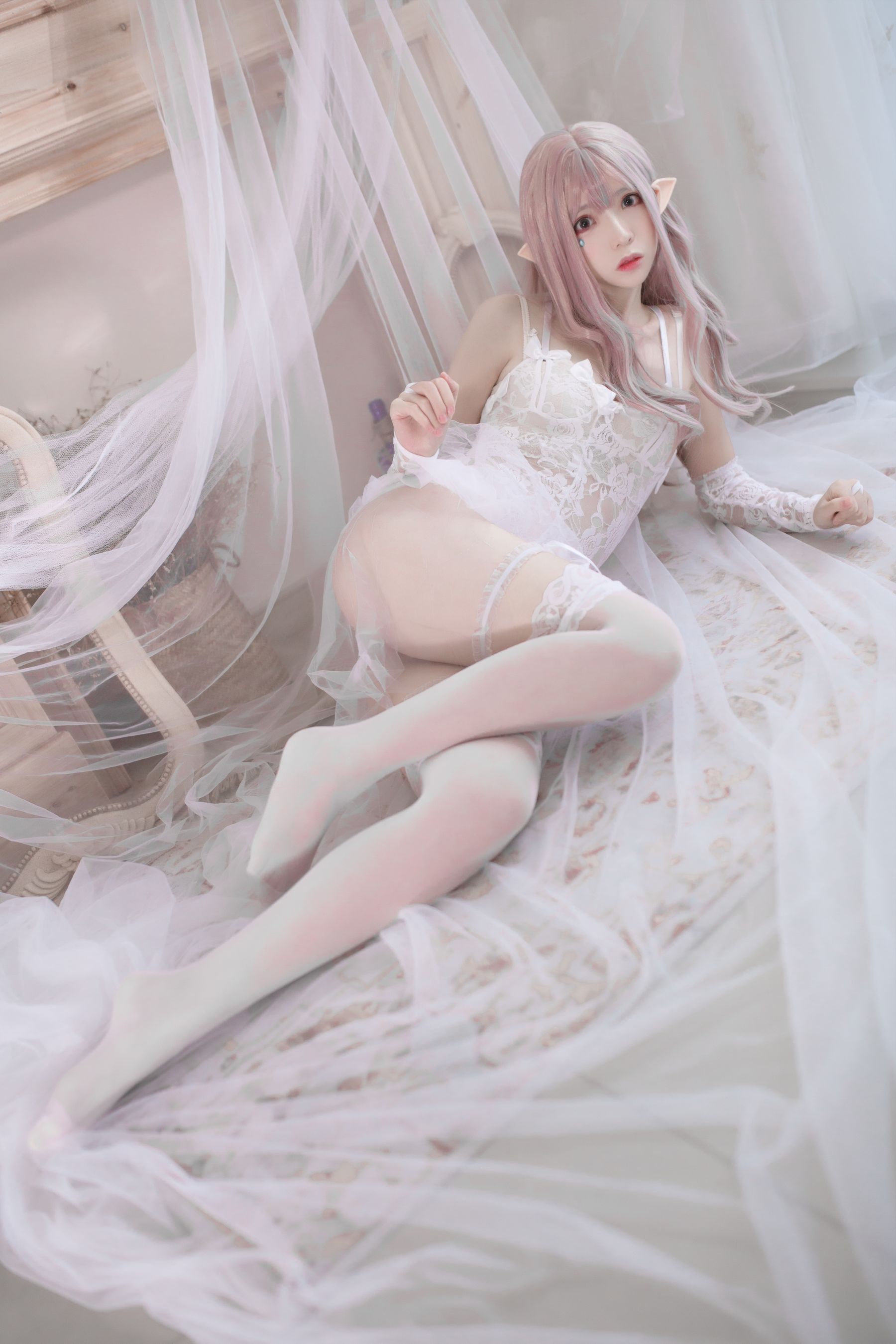 [Cosplay写真] 疯猫ss – 纯白精灵 [29P] - 秀人网免费无水印在线套图写真