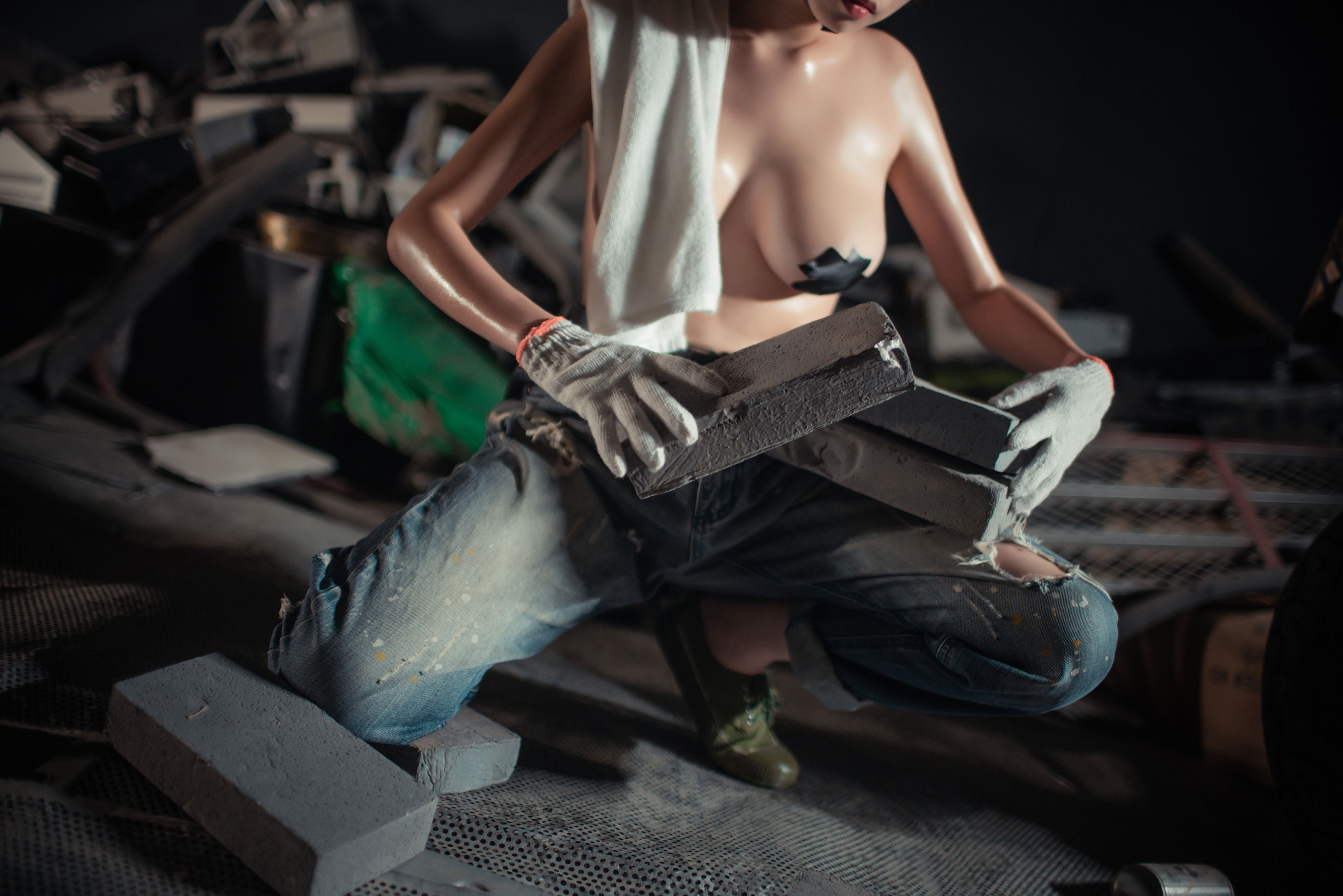 [Cosplay写真] 萌妹奈汐酱nice – 咱们工人有力量 [35P] - 秀人网免费无水印在线套图写真