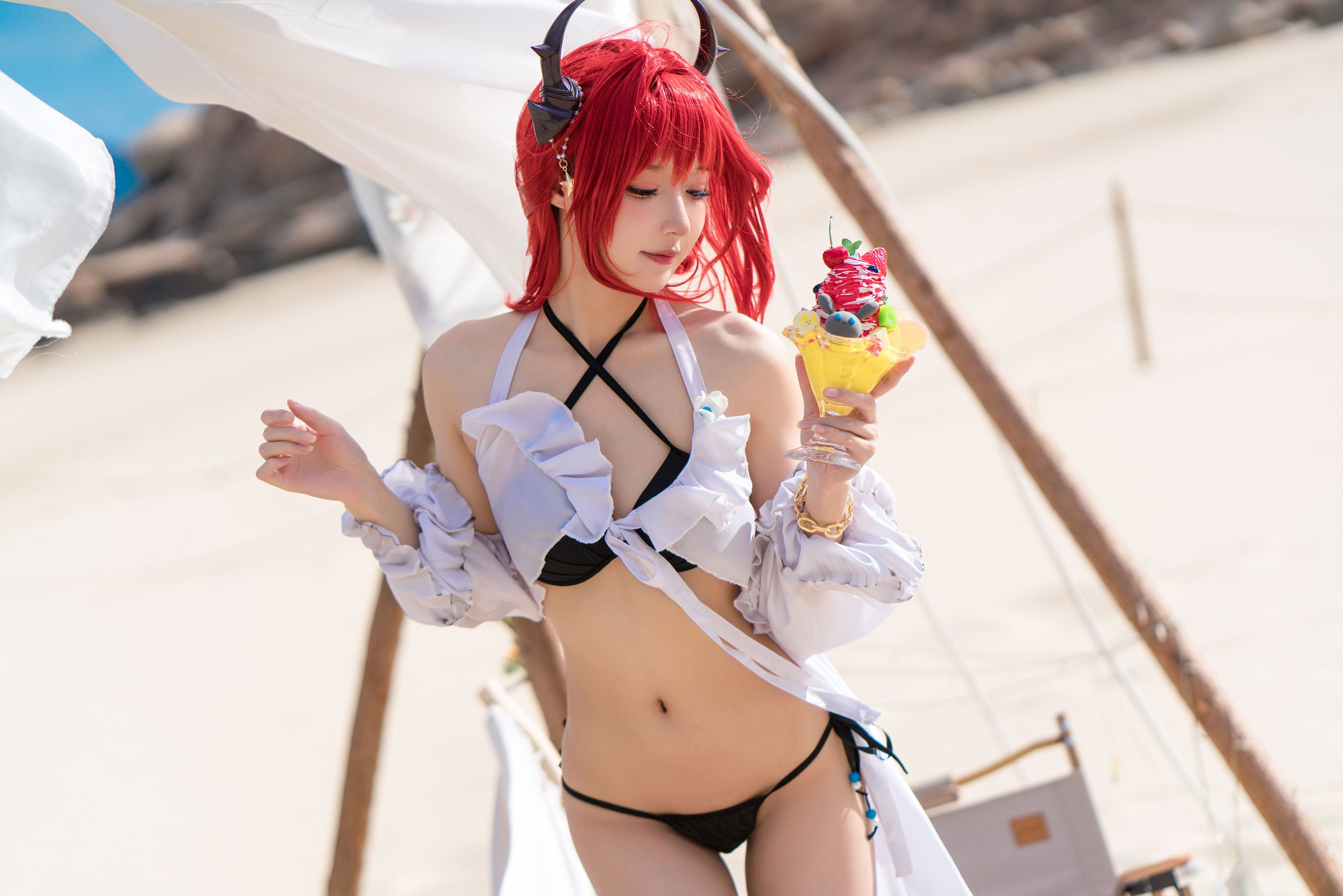 动漫博主阿包也是兔娘 – 明日方舟 史尔特尔泳装 [50P] - 秀人网免费无水印在线套图写真