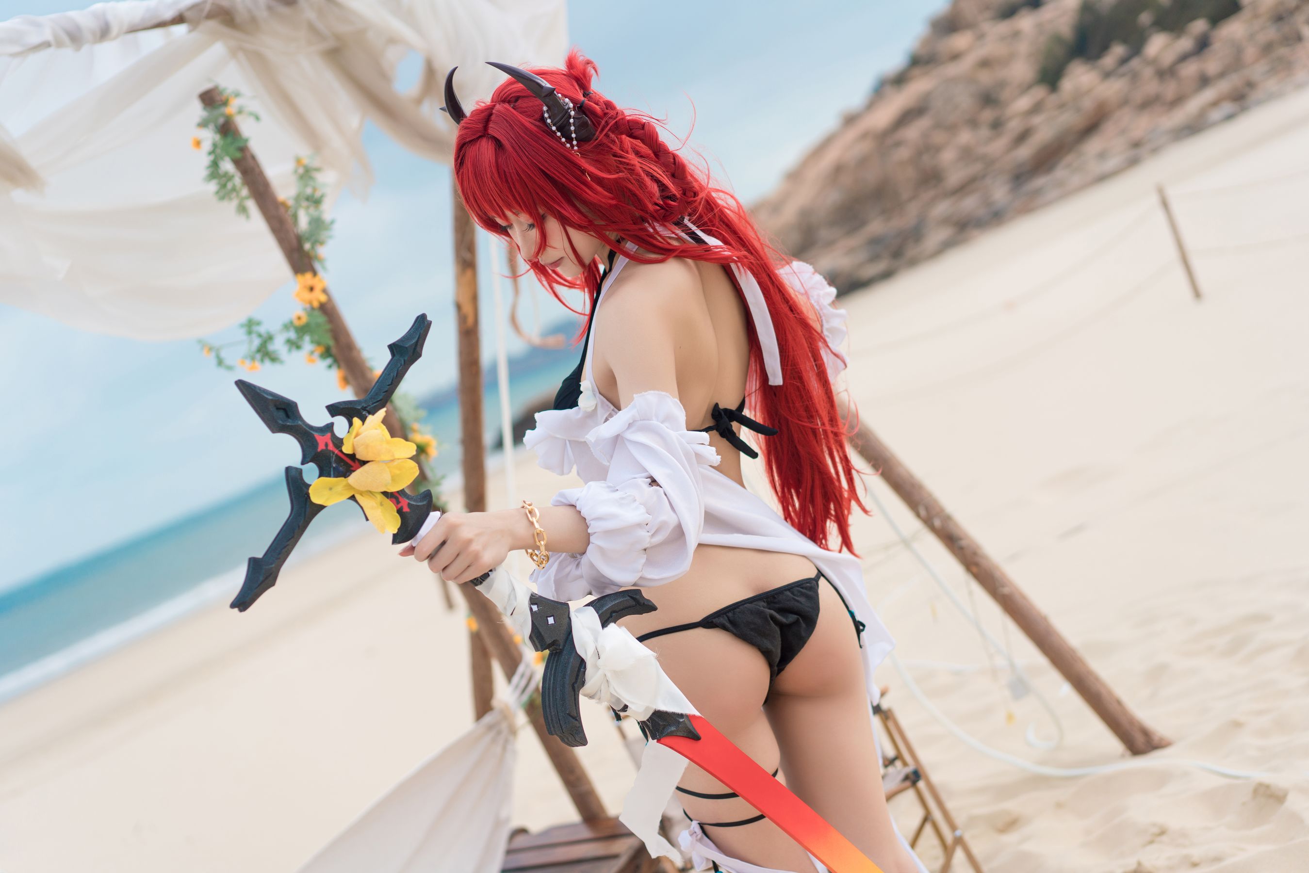 动漫博主阿包也是兔娘 – 明日方舟 史尔特尔泳装 [50P] - 秀人网免费无水印在线套图写真