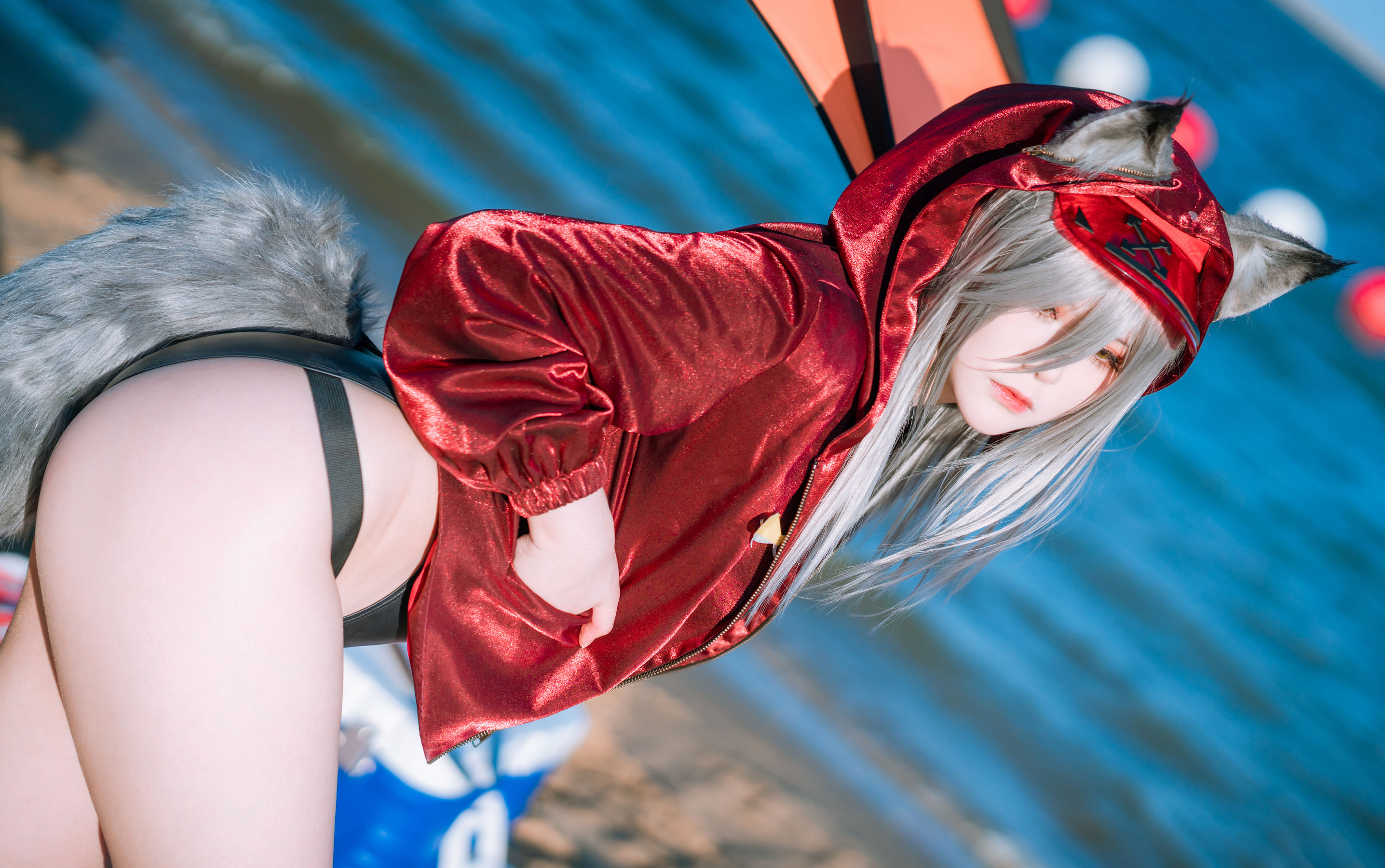 动漫博主w百合欧皇子w – 明日方舟 轻风 LB01 红 [12P] - 秀人网免费无水印在线套图写真