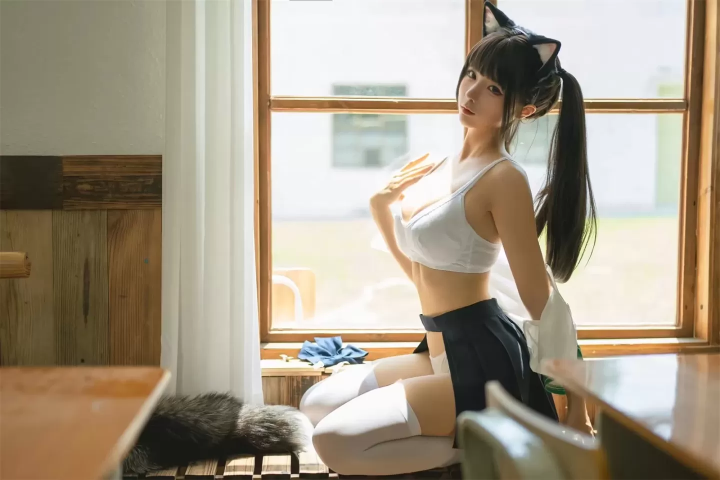 蠢沫沫 – 学妹是猫娘-居家学妹 [44P] - 秀人网免费无水印在线套图写真