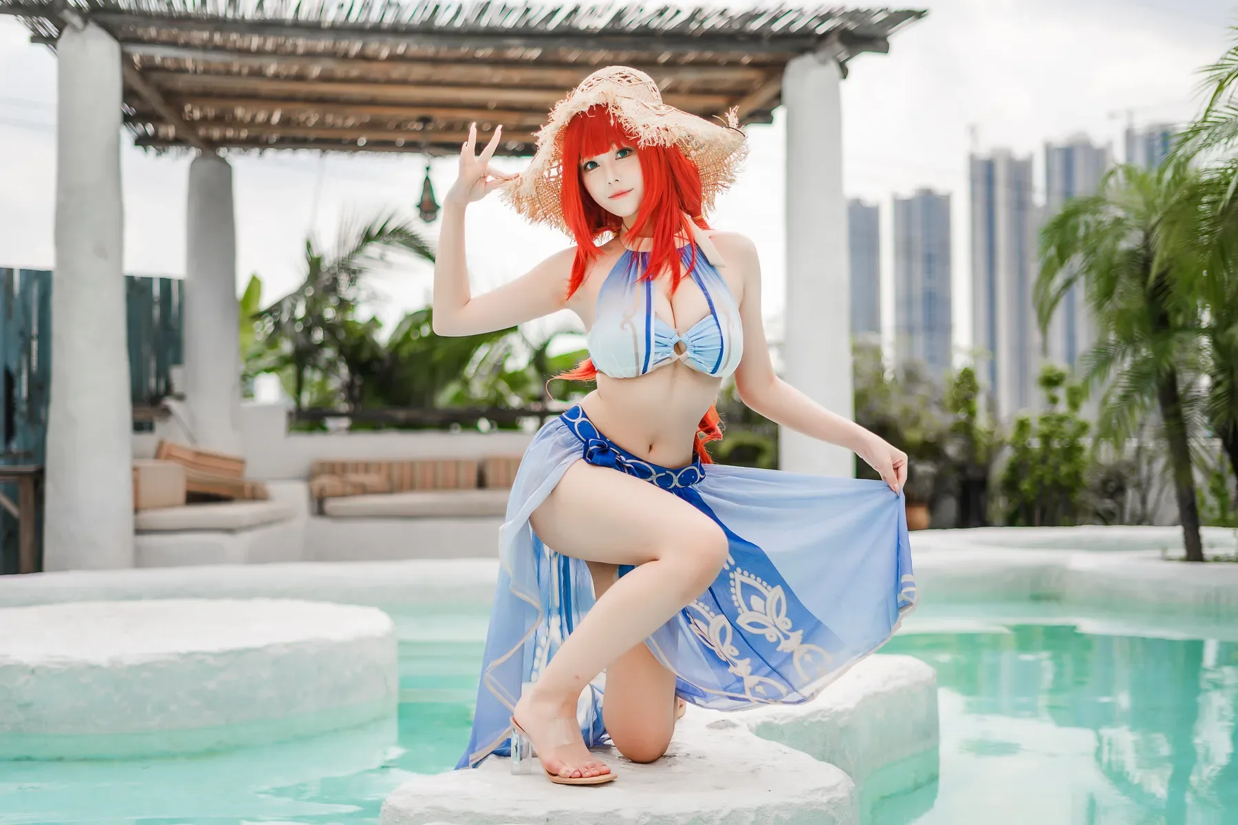 蜜汁猫裘 – 原神 妮露泳装 [21P] - 秀人网免费无水印在线套图写真