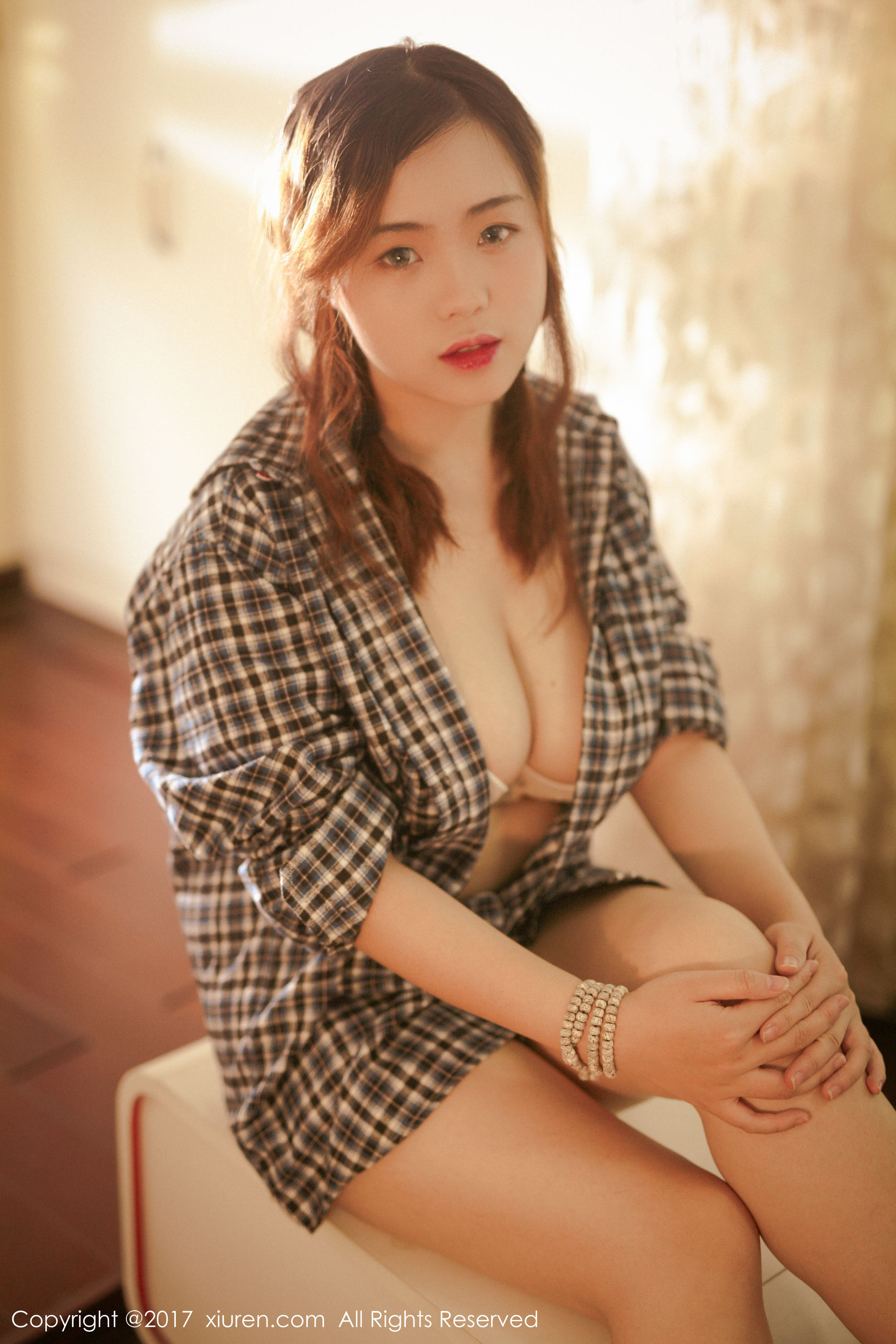 图片[3]-米爱Demon《格子衬衫+半透内衣系列》 秀人网XIUREN No.754-COS写真在线网