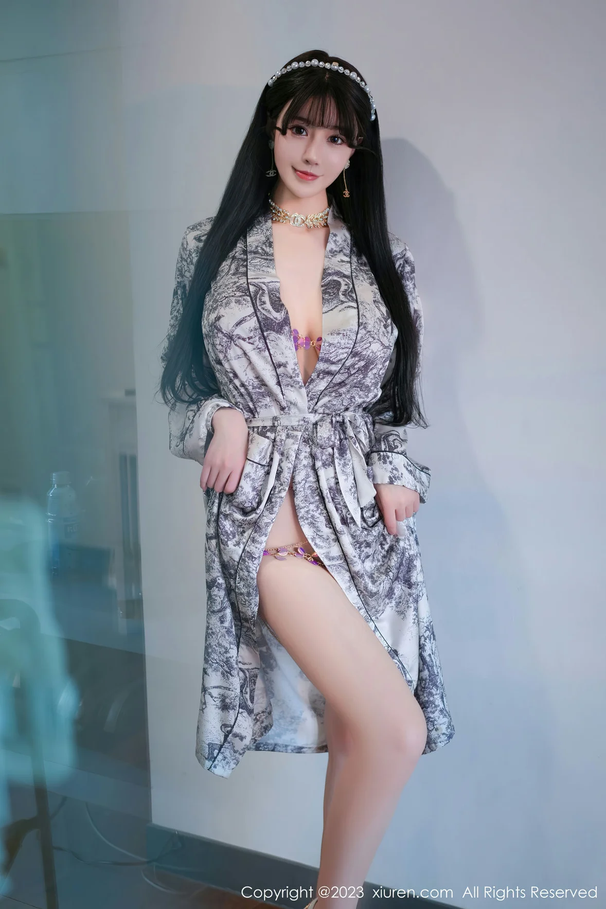 XiuRen 秀人 No.6932 朱可儿Flora 灰色睡袍性感写真 [71P] - 秀人网免费无水印在线套图写真