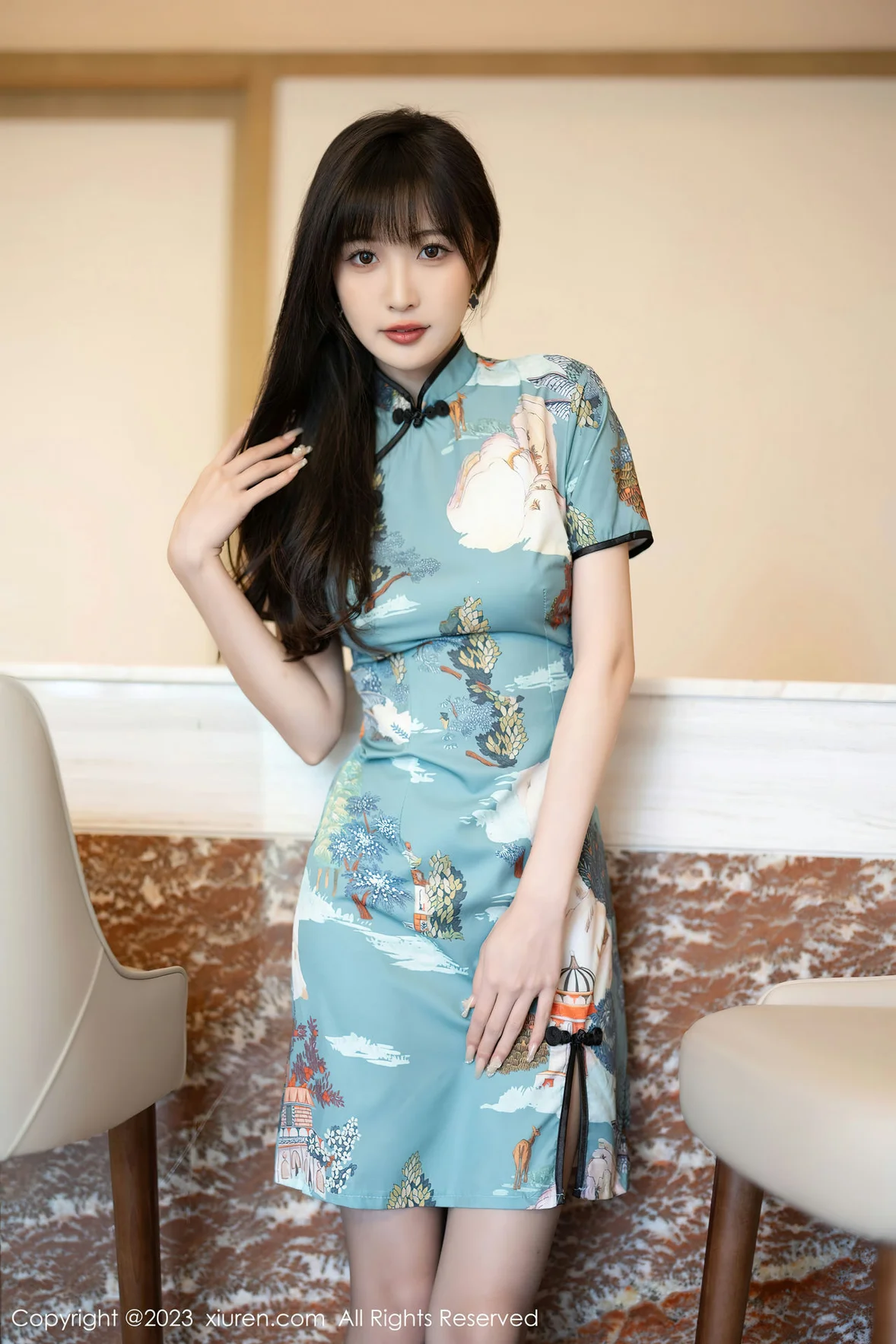 图片[4]-XiuRen 秀人 No.6953 林星阑 绿色旗袍性感写真 [82P]-COS写真在线网