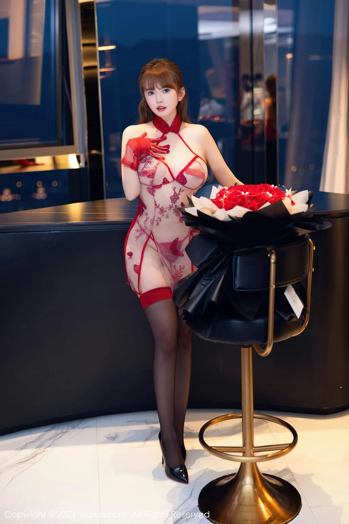 图片[6]-XiuRen 秀人 No.6981 张思允Nice 红色轻透情趣内衣性感写真 [72P]-COS写真在线网