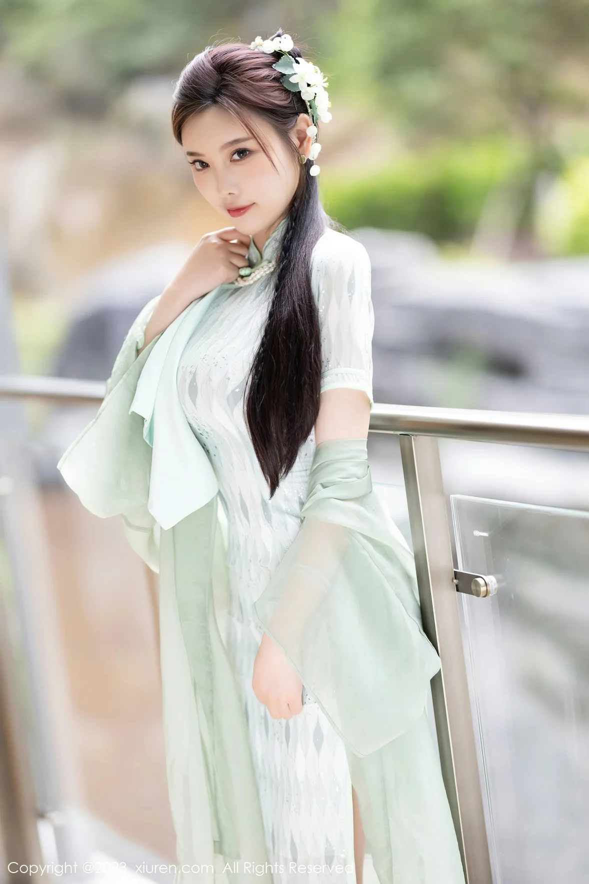 图片[6]-XiuRen 秀人 No.6983 杨晨晨Yome 淡绿色旗袍性感写真 [85P]-COS写真在线网