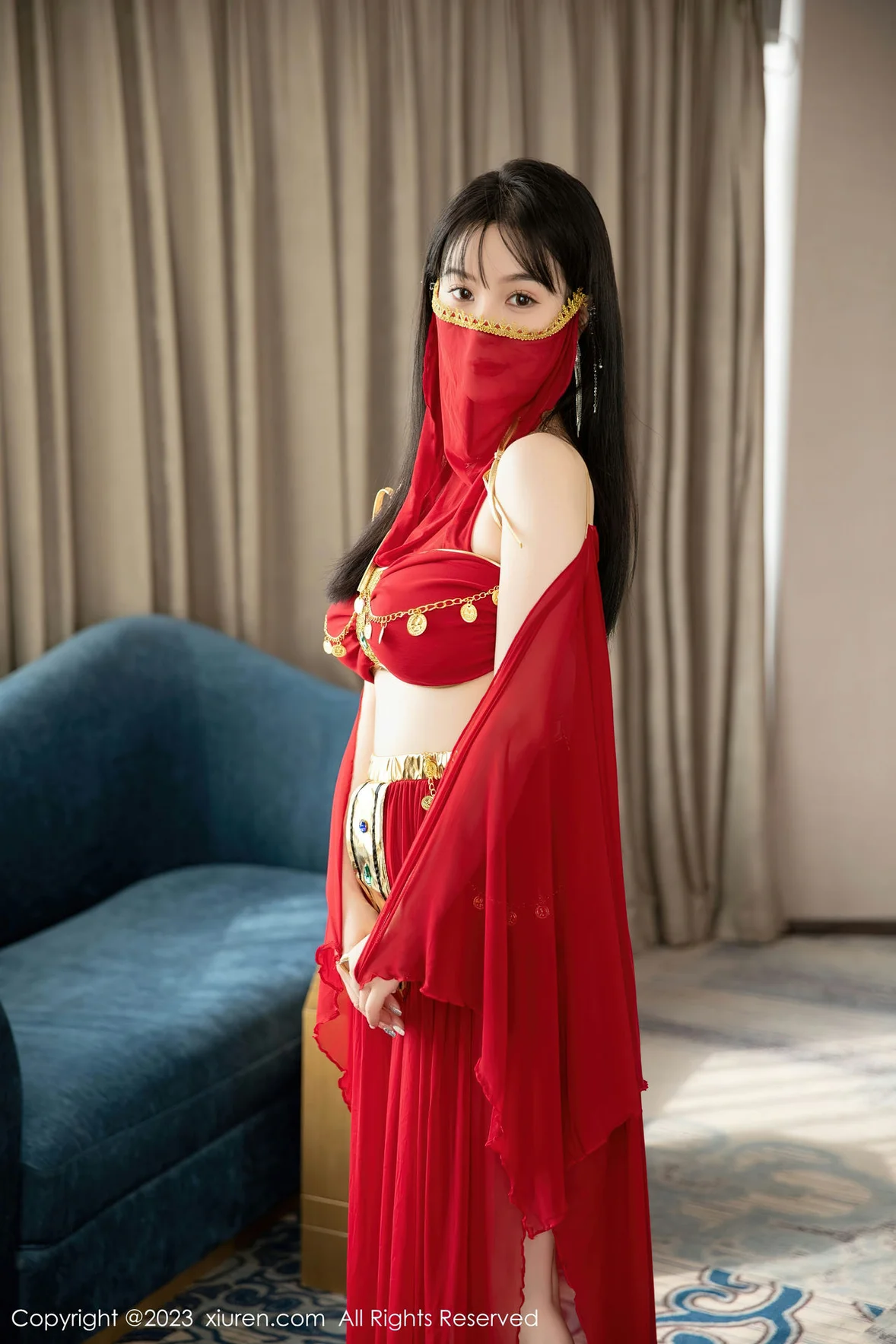 图片[5]-XiuRen 秀人 No.7103 柚琪Rich 红色西域舞服性感写真 [74P]-COS写真在线网